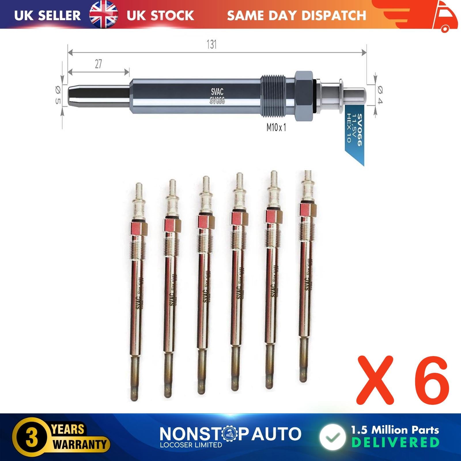 6X Glow Plugs For MERCEDES C E S G V CLC CLK Viano Vito Sprinter A0011592801
