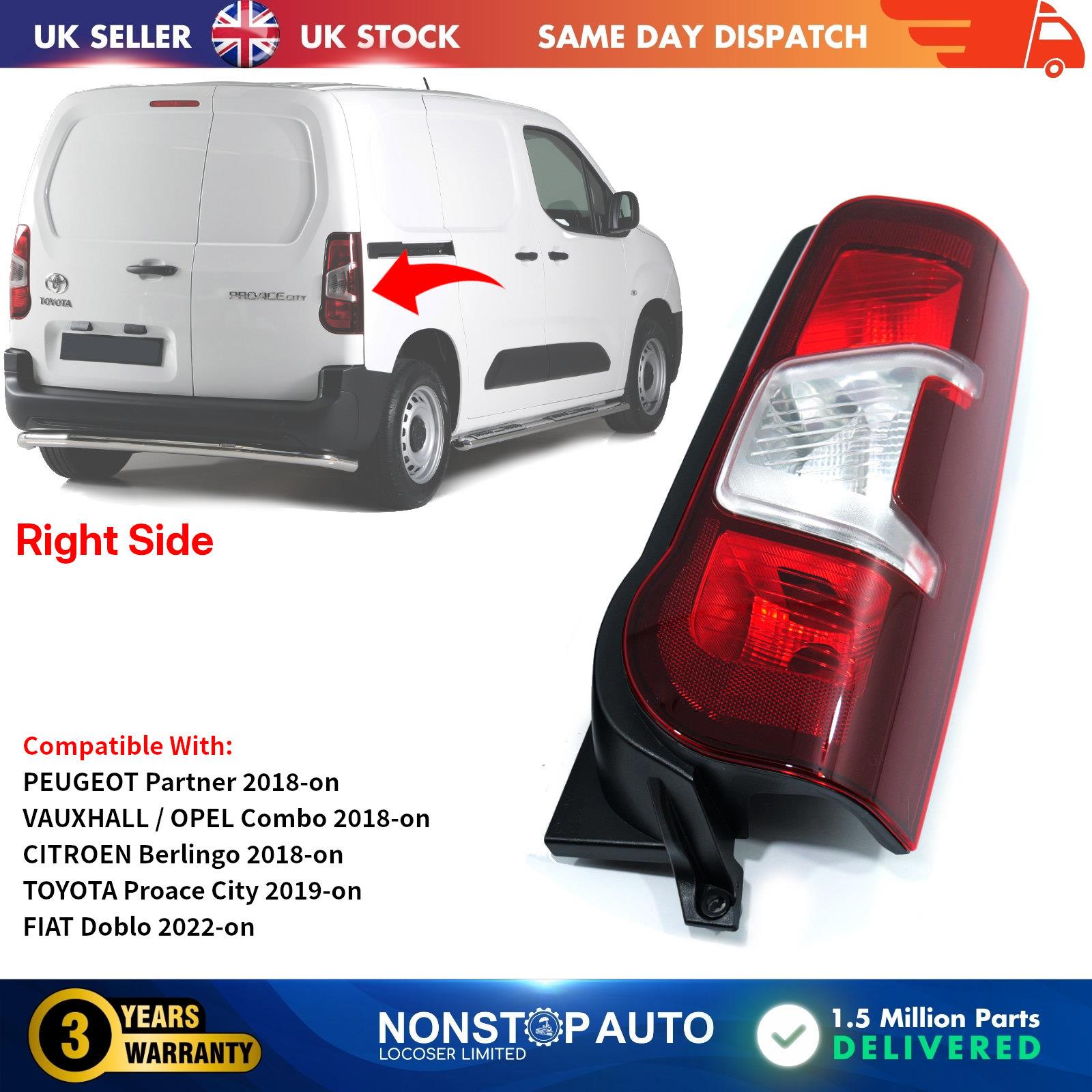 Tail Light Lamp Rear Right Side For PEUGEOT Partner VAUXHALL / OPEL Combo CITROEN Berlingo TOYOTA Proace City 9820554880 SU001B0487 3649978