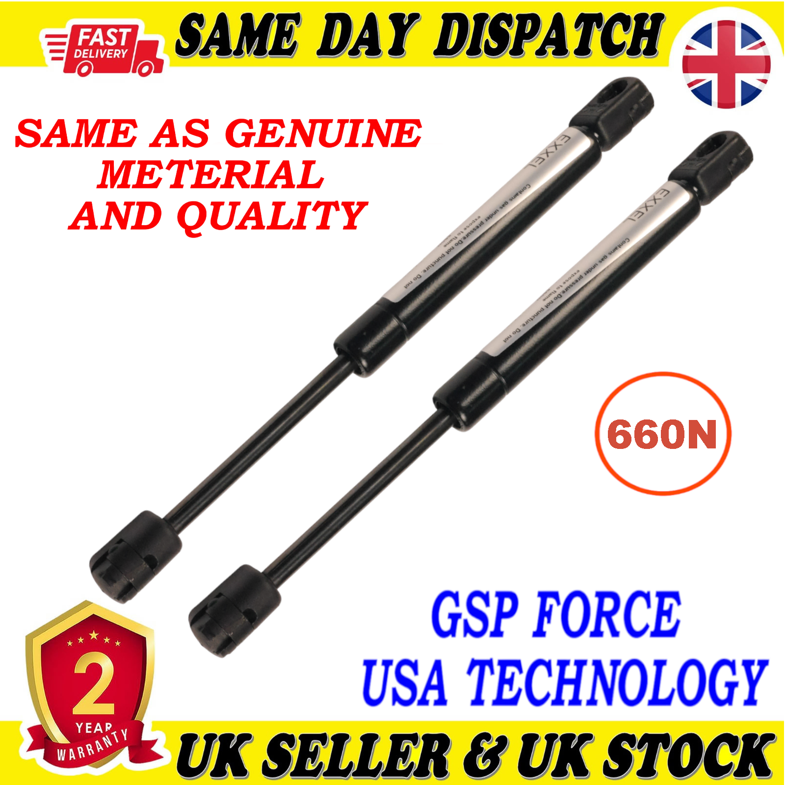 2X TAILGATE BOOT GAS STRUTS 660N Newton FOR FORD MONDEO III 1S7116C826AD