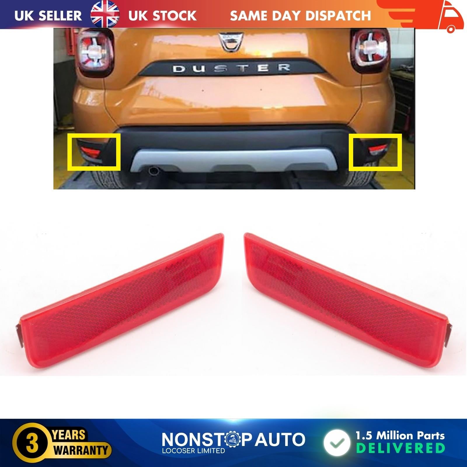 REAR RIGHT AND LEFT BUMPER REFLECTOR FOR DACIA DUSTER 2010-2018 265654344R