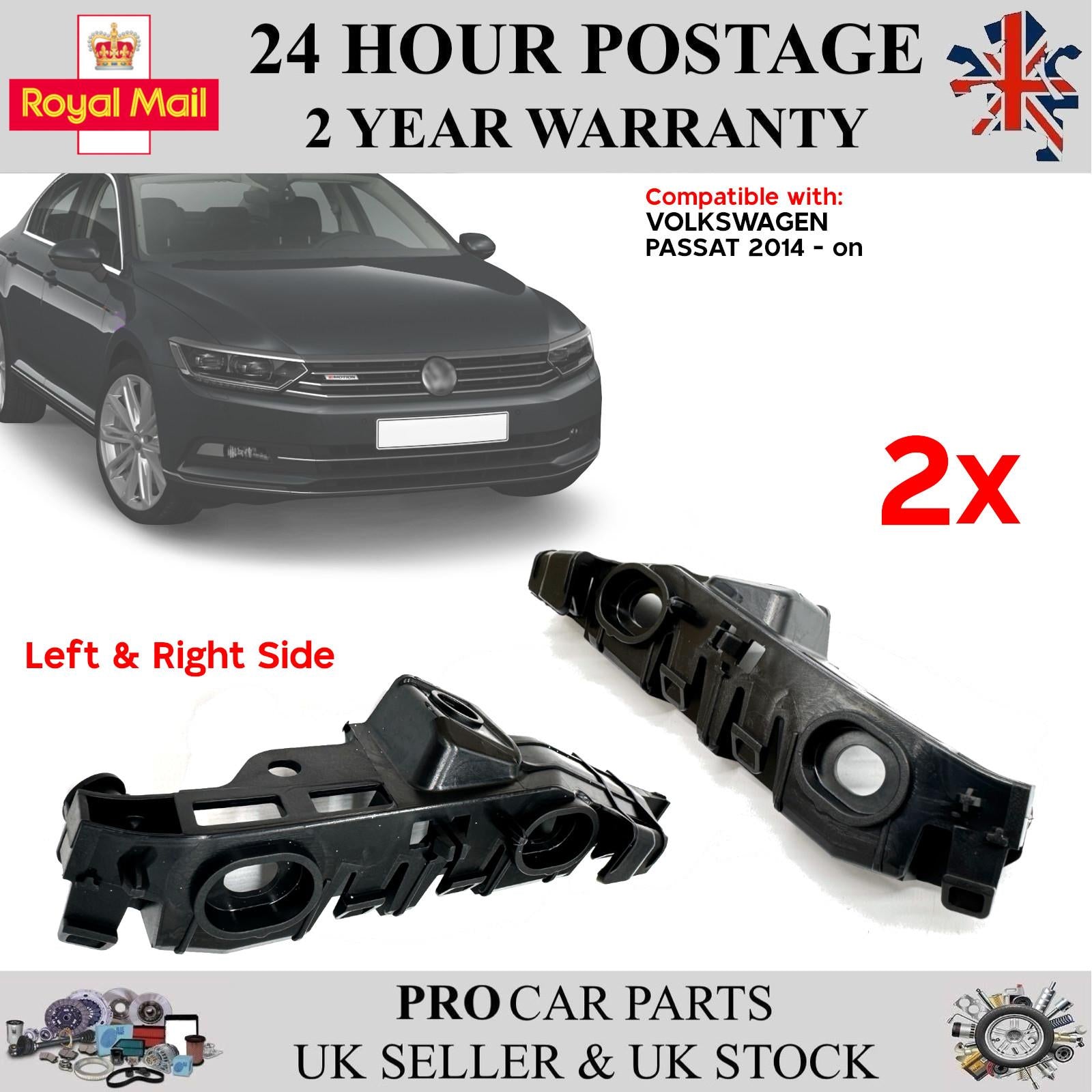 2x FRONT BUMPER MOUNTING BRACKET LEFT & RIGHT FOR VW PASSAT 2014 - on 3G0807049 3G0807050