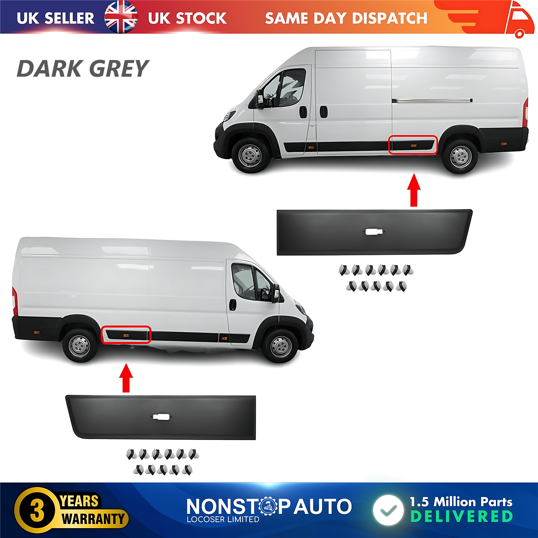2X Moulding Trim Panel Rear Left and Right For CITROEN Relay PEUGEOT Boxer FIAT Ducato 2006 on