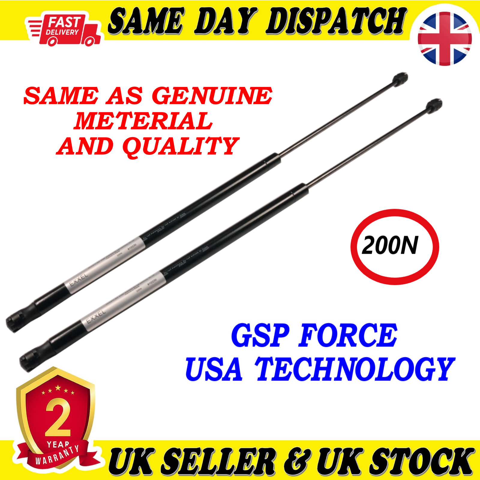 2X TAILGATE BOOT GAS STRUTS 200 Newton FOR AUDI A3 8V0823359