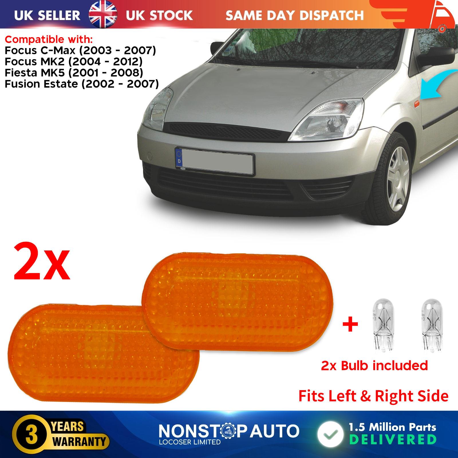 2X Side indicator Repeater Lens Fits Ford Fiesta C-Max Focus Mk2 2S6A13K354AD