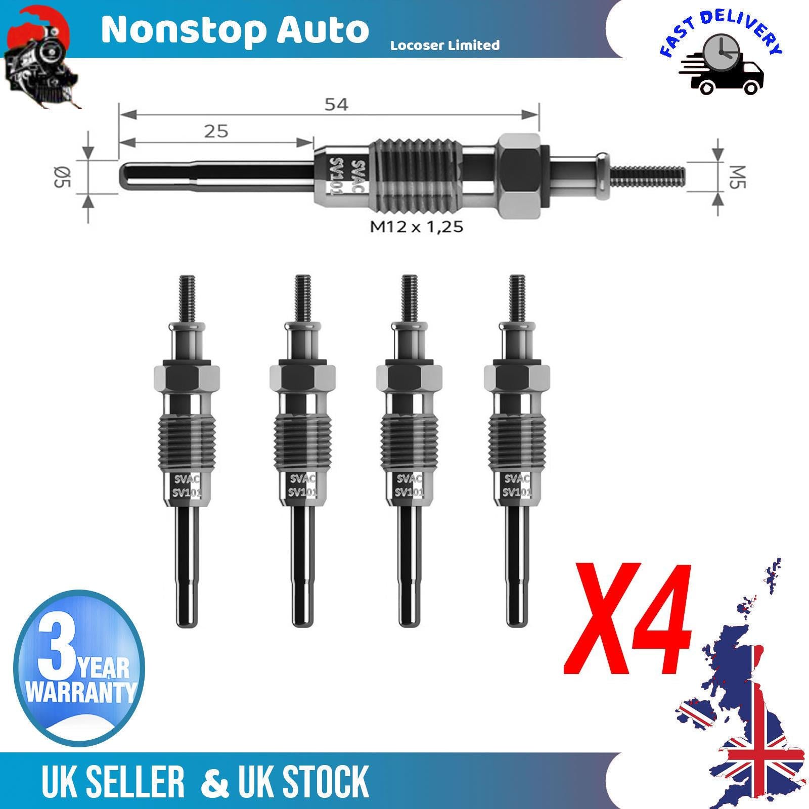 4X Glow Plugs For RENAULT Clio I Megane I Express 1.9 7700105290