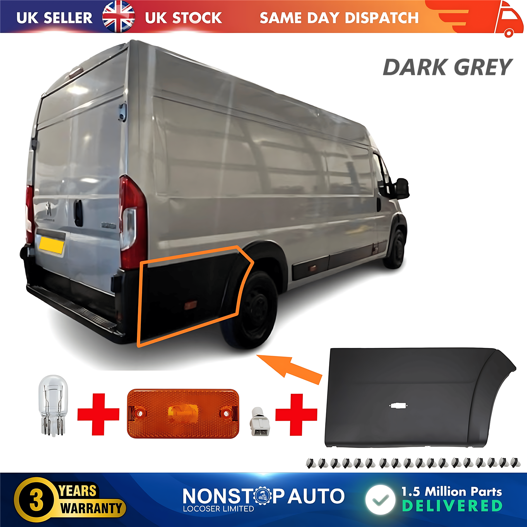 Moulding Trim Quarter Panel Indicator Bulb Rear Right For CITROEN Relay PEUGEOT Boxer FIAT Ducato 2006 on 8547AT