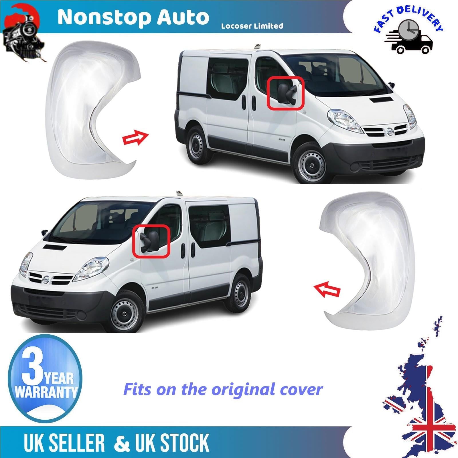 Wing Mirror Covers Caps Chrome Left And Right for NISSAN Primastar 2001-2014