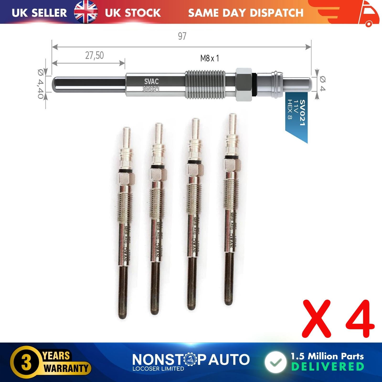 4X Glow Plugs For FIAT Ulysse 2.2 D Multijet JTD 9652548280