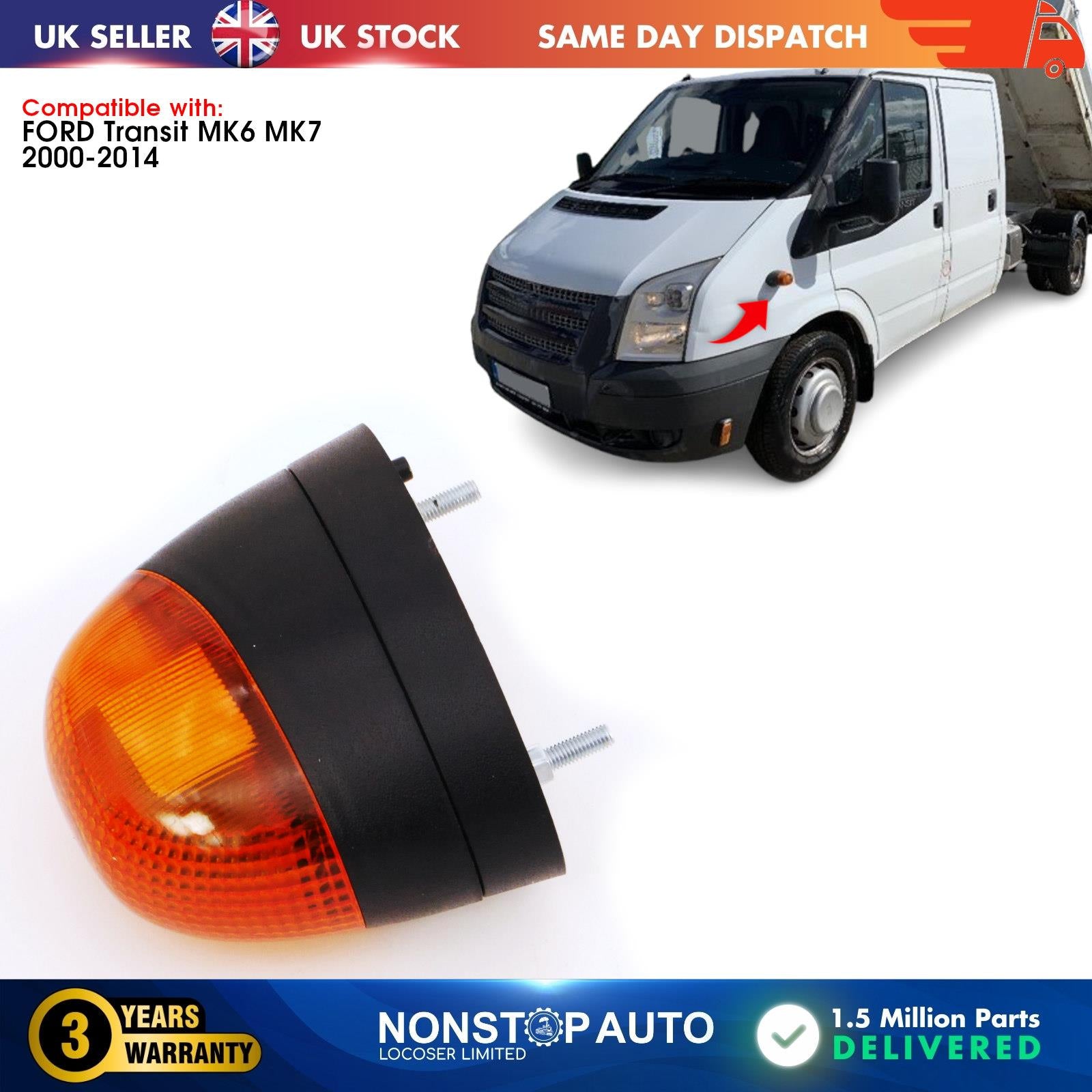 SIDE INDICATOR REPEATER LIGHT LAMP FRONT LEFT FOR FORD TRANSIT MK6 MK7 1203328