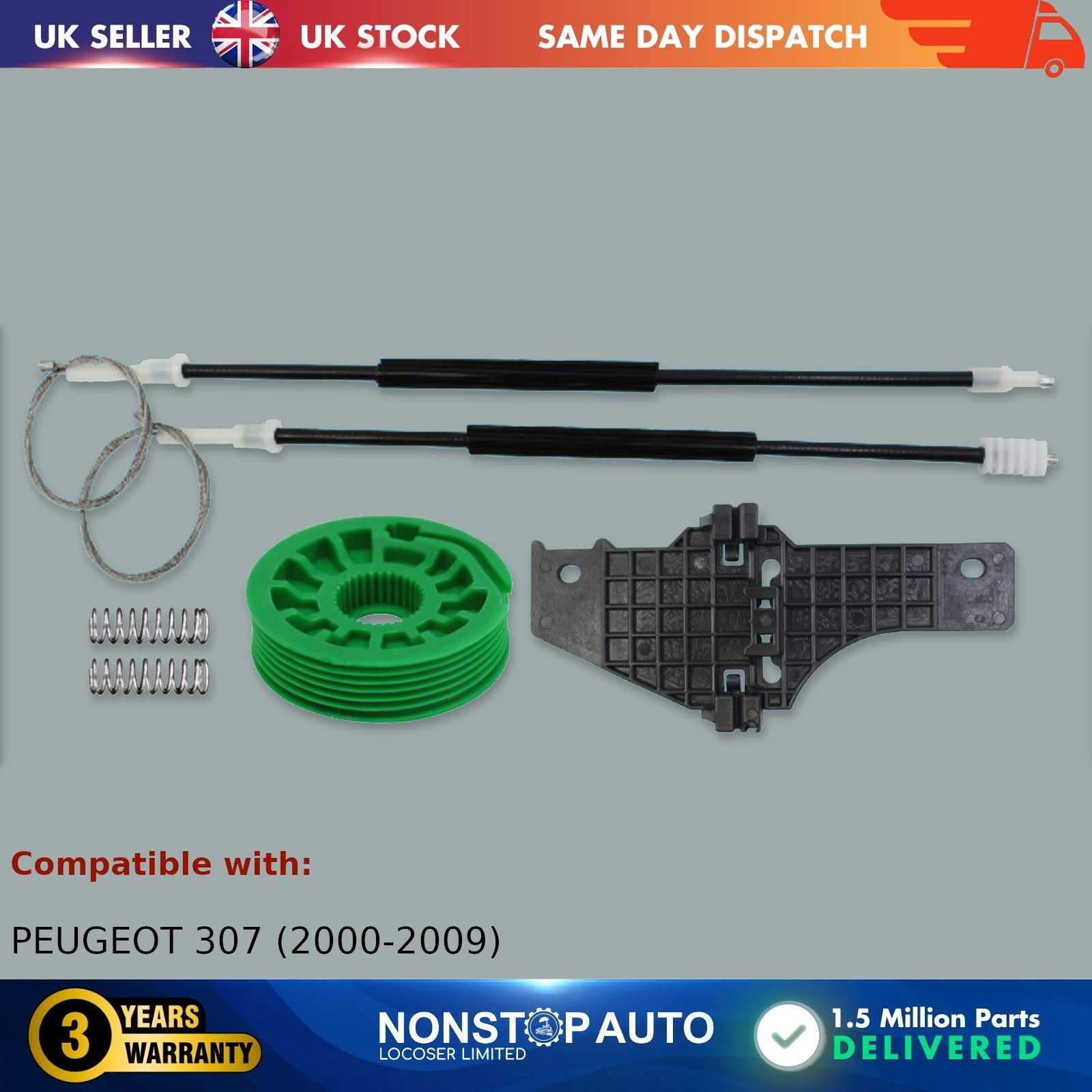 Window Regulator Repair Kit Front Right Fits PEUGEOT 307 9634456880