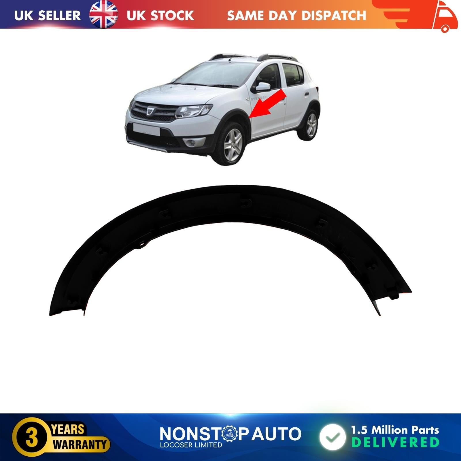 FRONT WHEELARCH MOULDING TRIM LEFT SIDE FITS DACIA SANDERO LOGAN MK2 638751431R