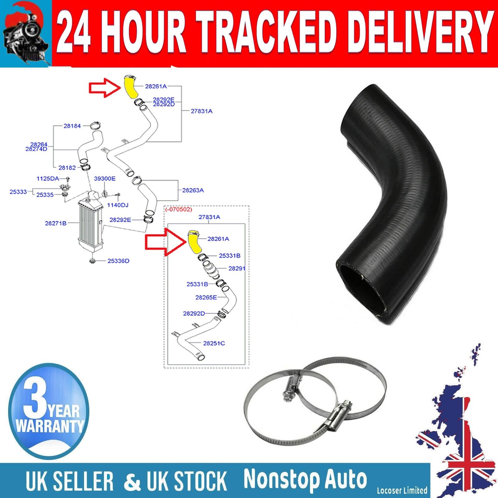 TURBO INTERCOOLER TURBO HOSE PIPE FOR HYUNDAI ACCENT ERA 1.5 CRDI KIA RIO 1.5 CRDI  282522A401