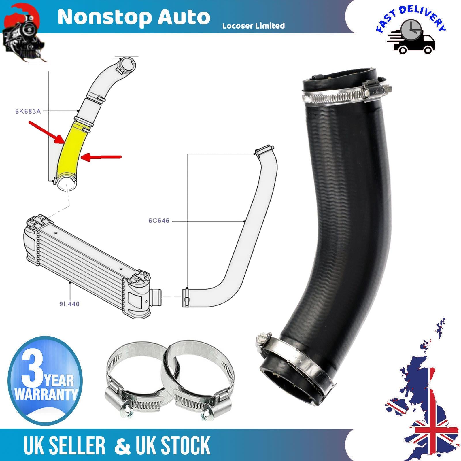 TURBO INTERCOOLER HOSE PIPE LARGE FOR FORD TRANSIT 2.4 TDCi 6C116K683BD