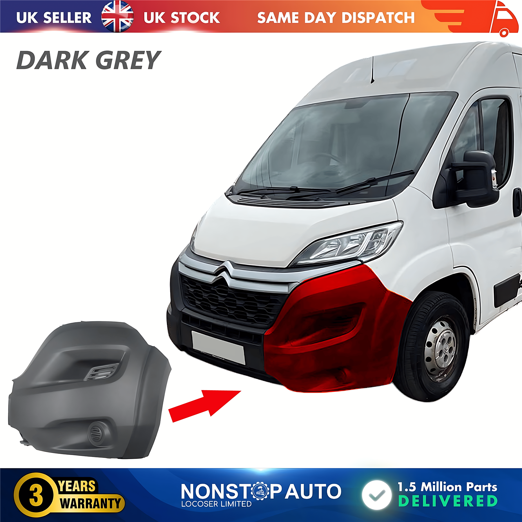 Front Bumper Corner Cap Left No Fog Hole For CITROEN Relay 2014 on 1612473480
