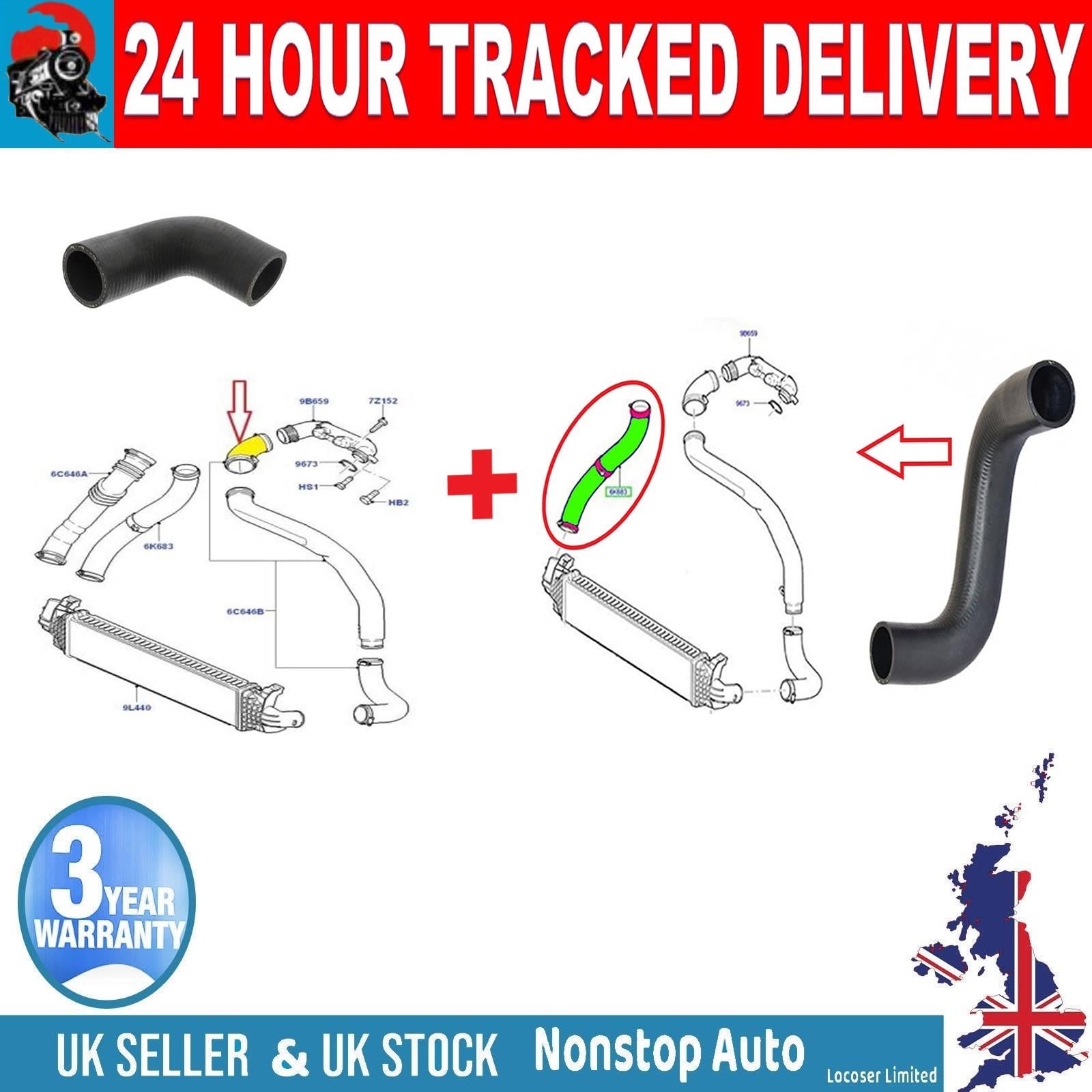 Ford Focus Mk2  Mk2 Turnier  Focus C Max Focus Saloon  C Max Volvo C30 S40 V50 Intercooler Turbo Hose Pipe 1.6 Tdci / 1.6 D 6M516C646GA