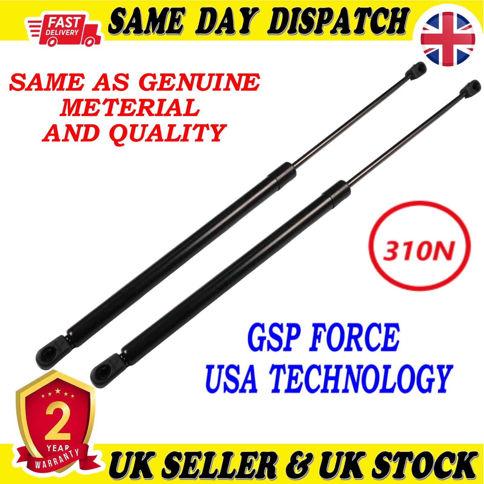 2X TAILGATE BOOT GAS STRUTS 310 Newton FOR VAUXHALL ASTRA H 1180405