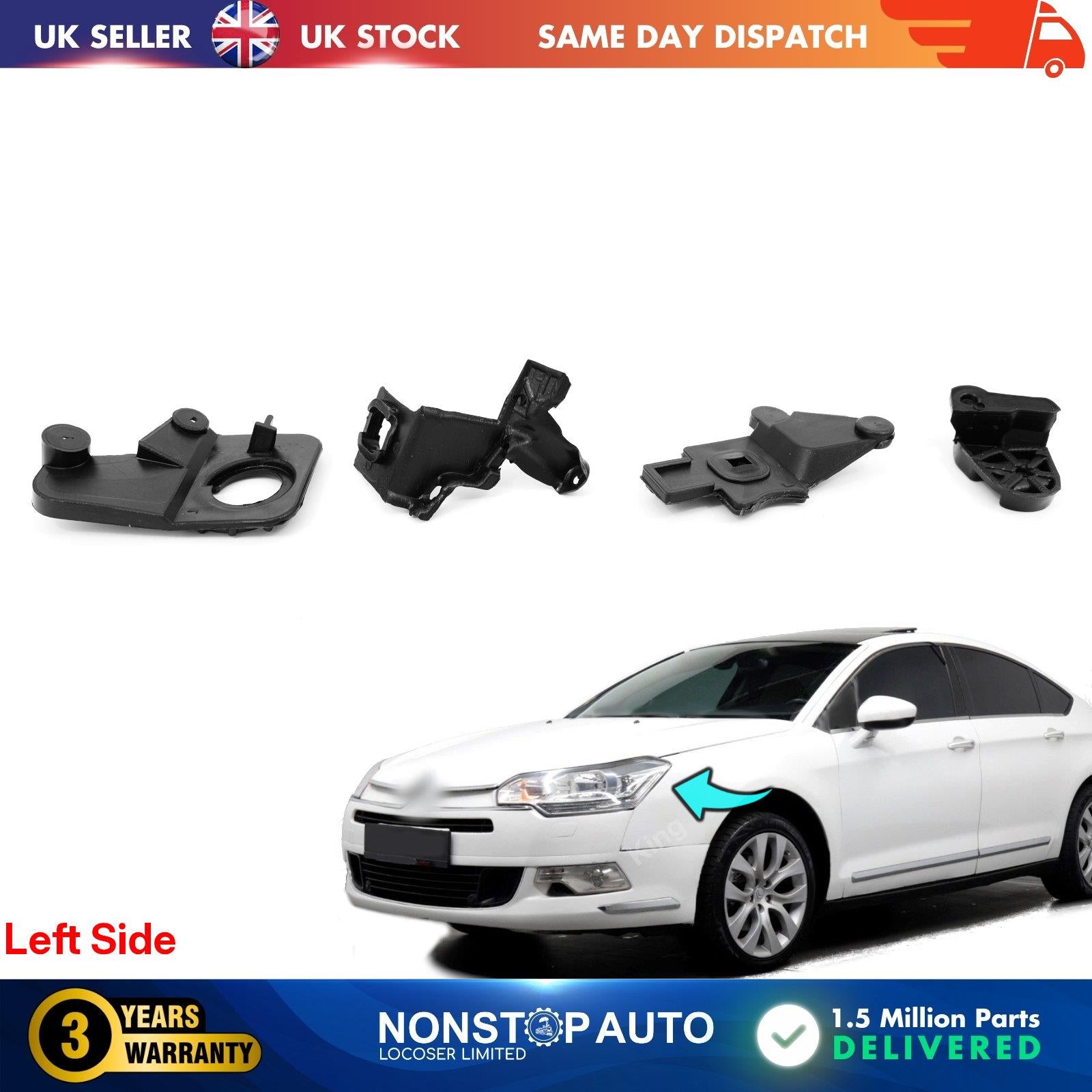 Headlight Repair Kit Bracket Mount Clips Left For CITROEN C5 III 2008-17 6212F8