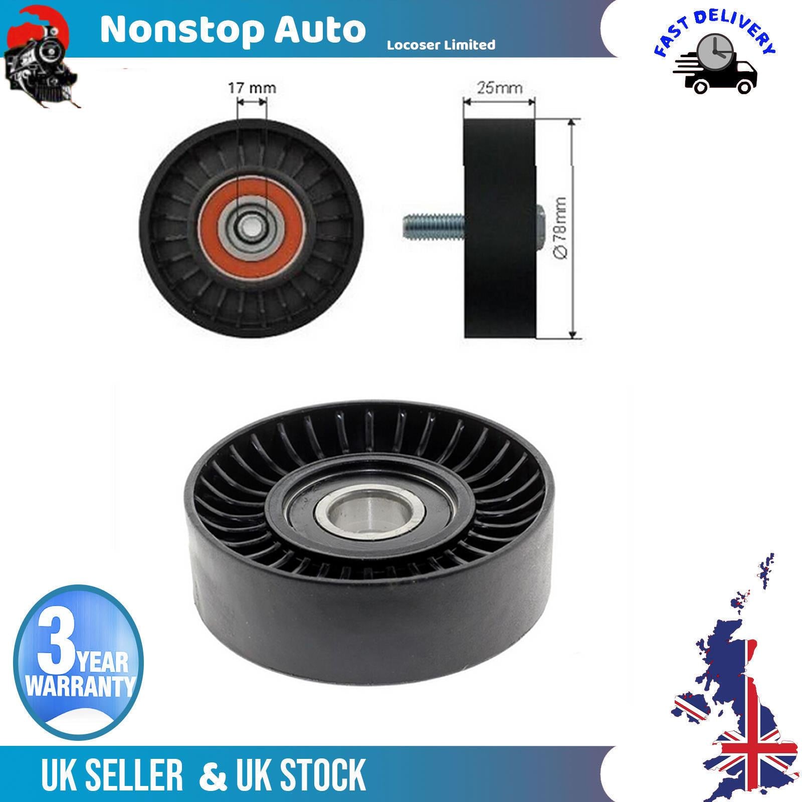 Fan Belt Tensioner Pulley -V- Ribbed Belt Idler For  406 407 607 807 575160