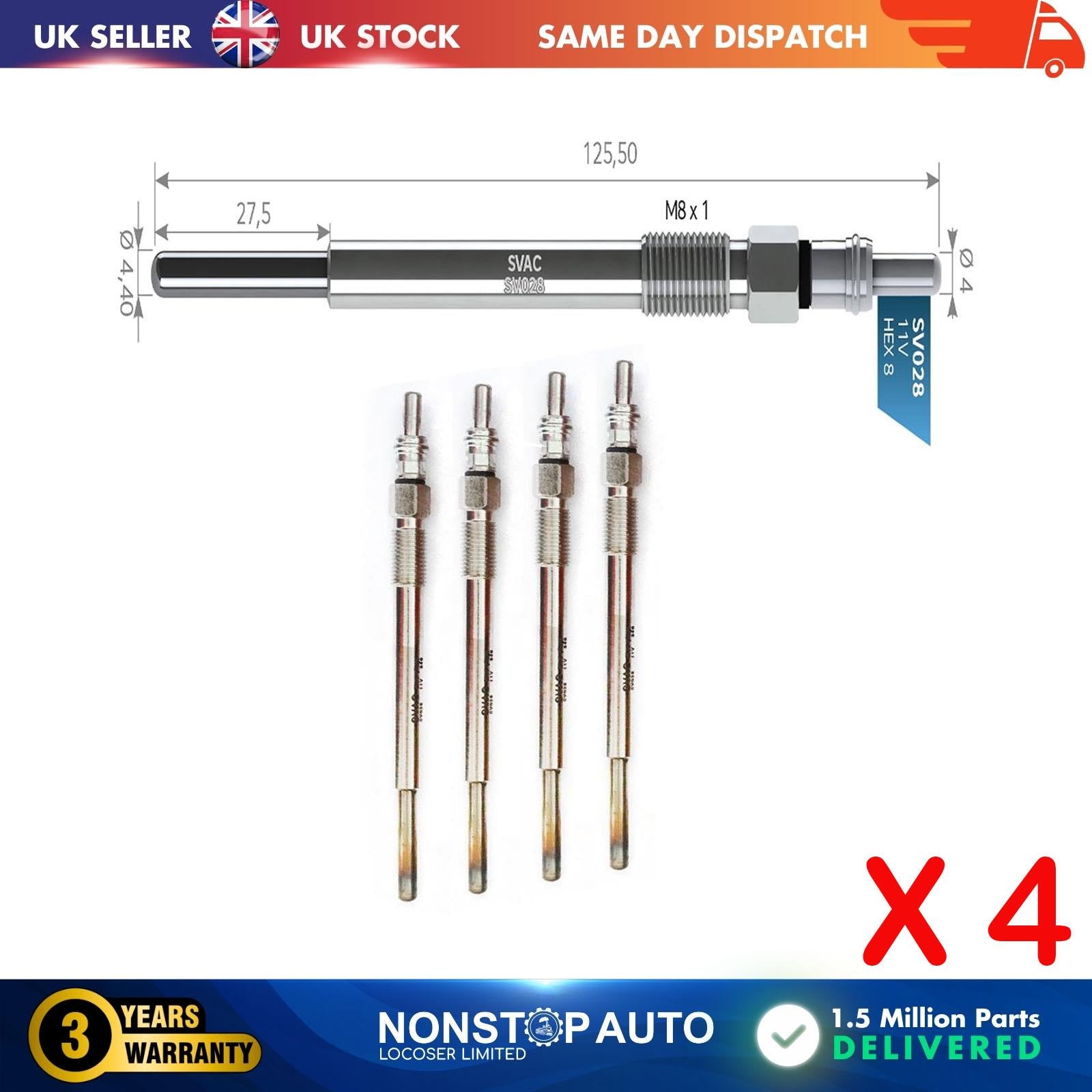 4X Glow Plugs For VOLVO C30 S40 II S80 II V50 V70 III 31216248