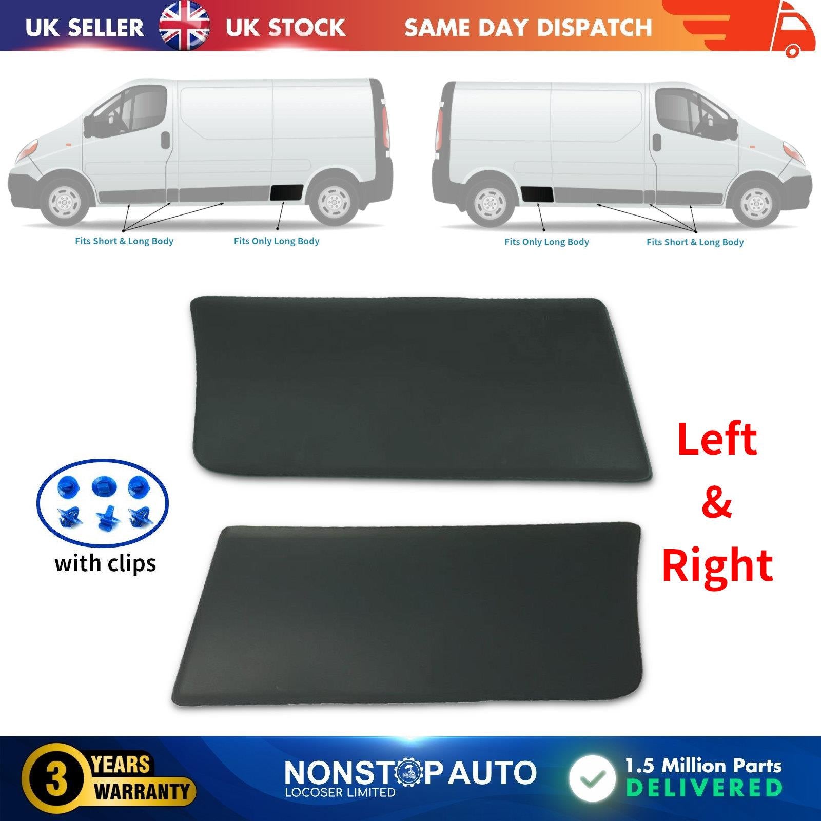 2X Rear Door Moulding Panel Trim Left / Right Pair Fits Renault  Vauxhall Nissan