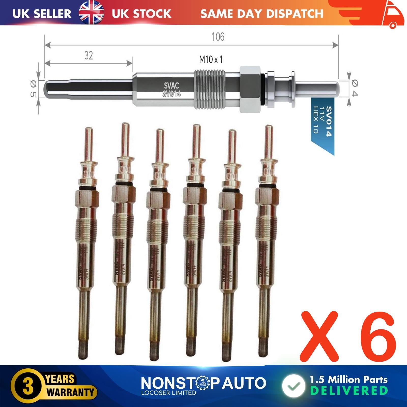 6X Glow Plugs For BMW 3 5 7 Series X5 12232248059