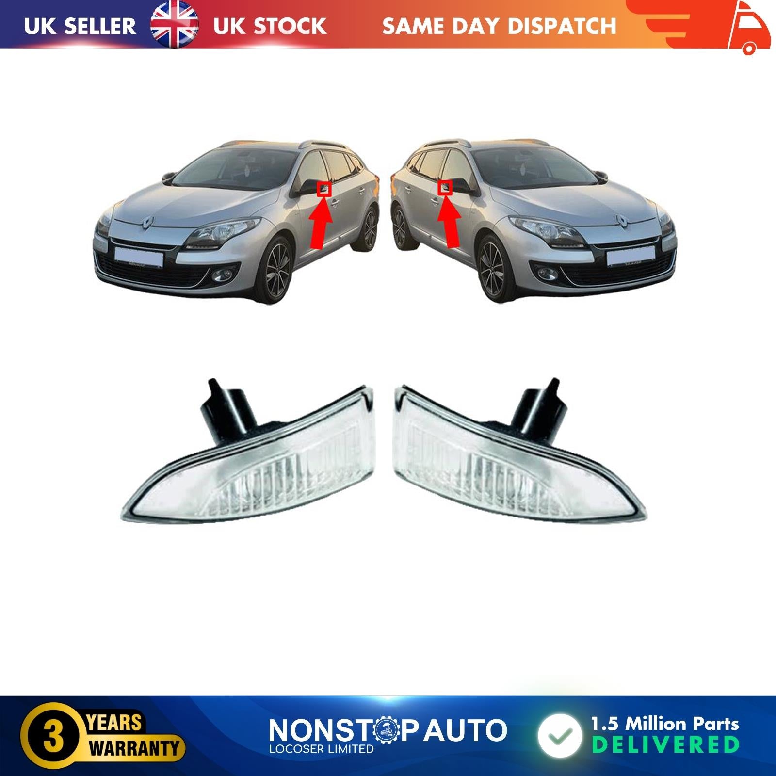 For RENAULT Megane MK3 Wing Mirror Side ?ndicator Signal Light Left&Right