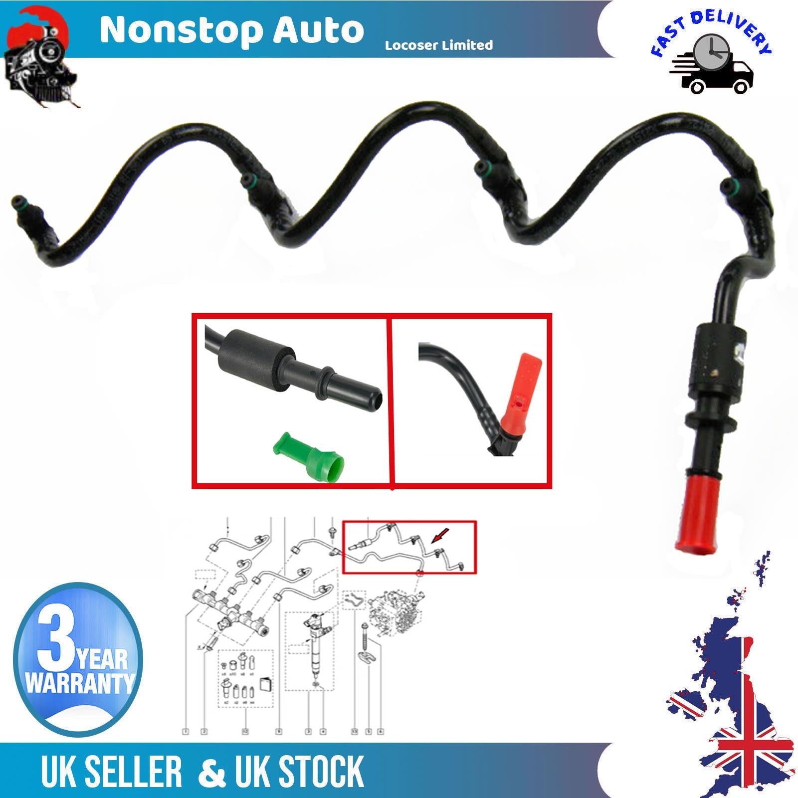 FUEL INJECTOR LEAK OFF FUEL RETURN PIPE FITS RENAULT Master III Trafic OPEL VAUXHALL Movano Vivaro 8200890122