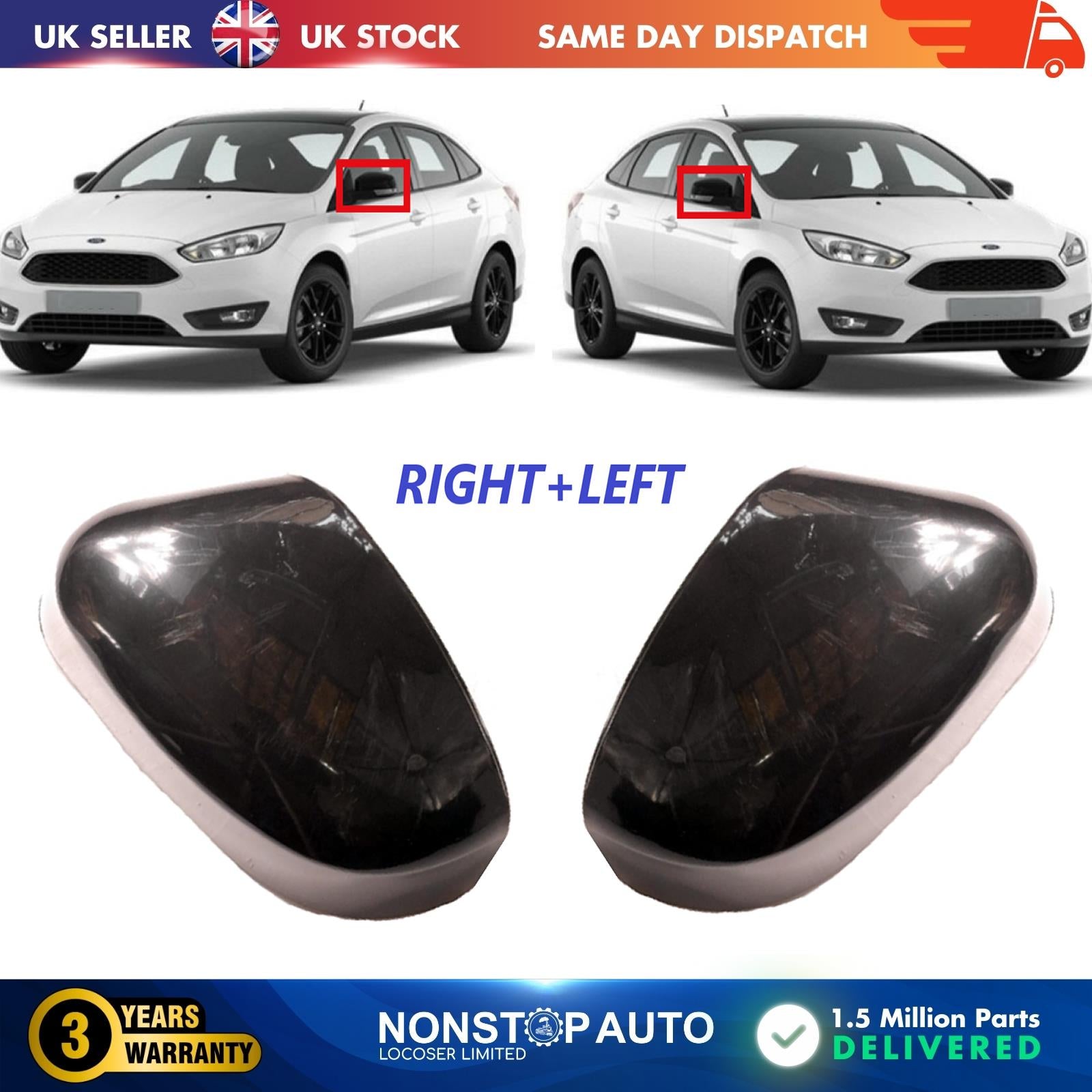 2X DOOR WING MIRROR COVER CAP LEFT RIGHT FOR FORD FOCUS II 8M5117K747