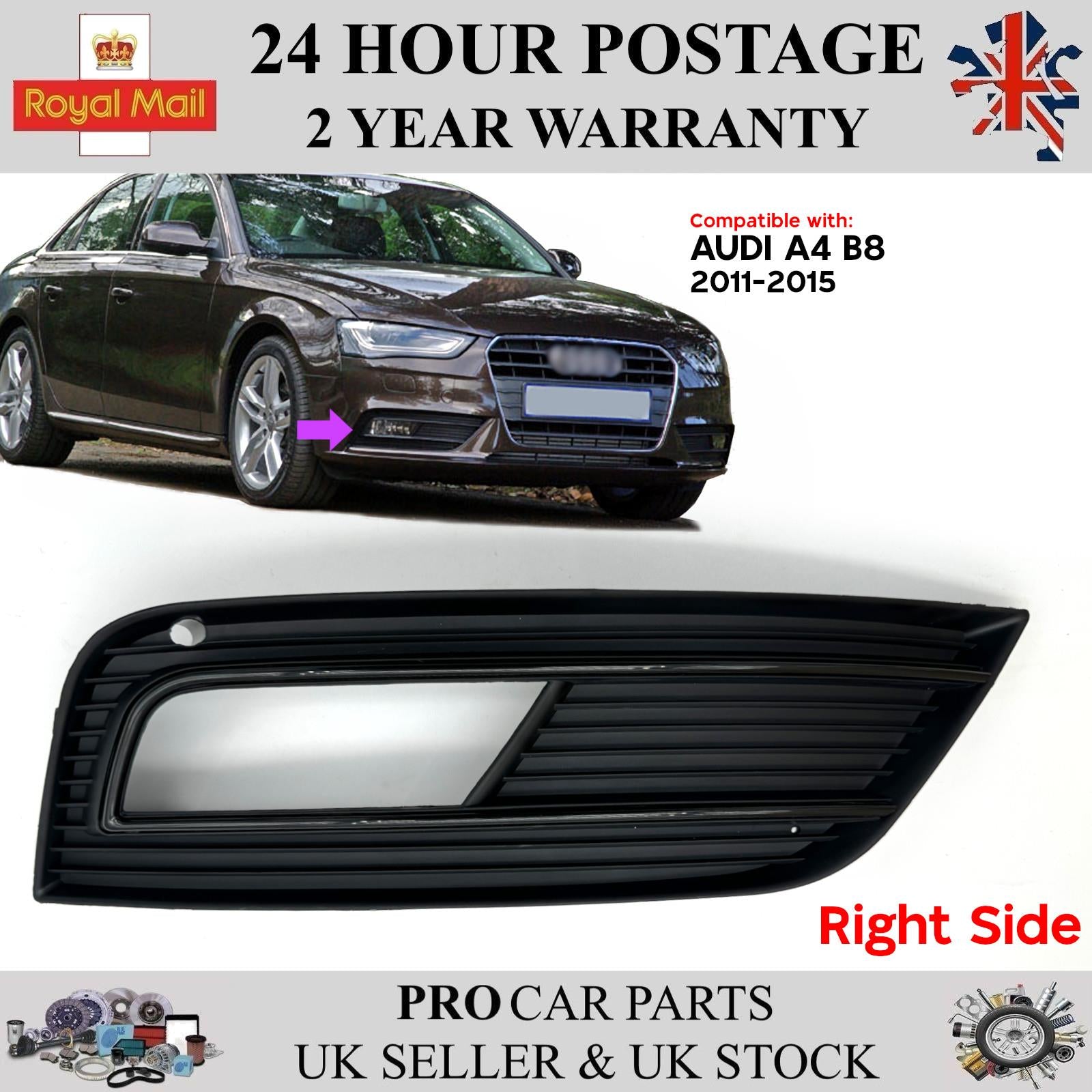 Front Bumper Fog Grille Right Side Fits AUDI A4 B8 2011-2015 8K0807682K