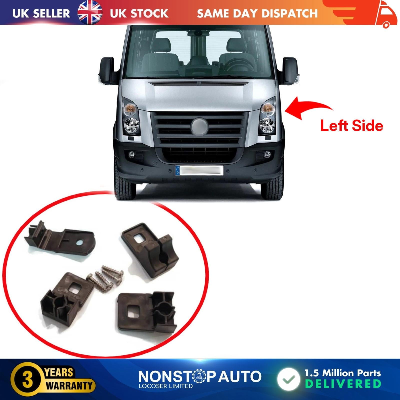 Headlight Repair Kit Bracket Mount Clips Left For VW Crafter 2E0998225