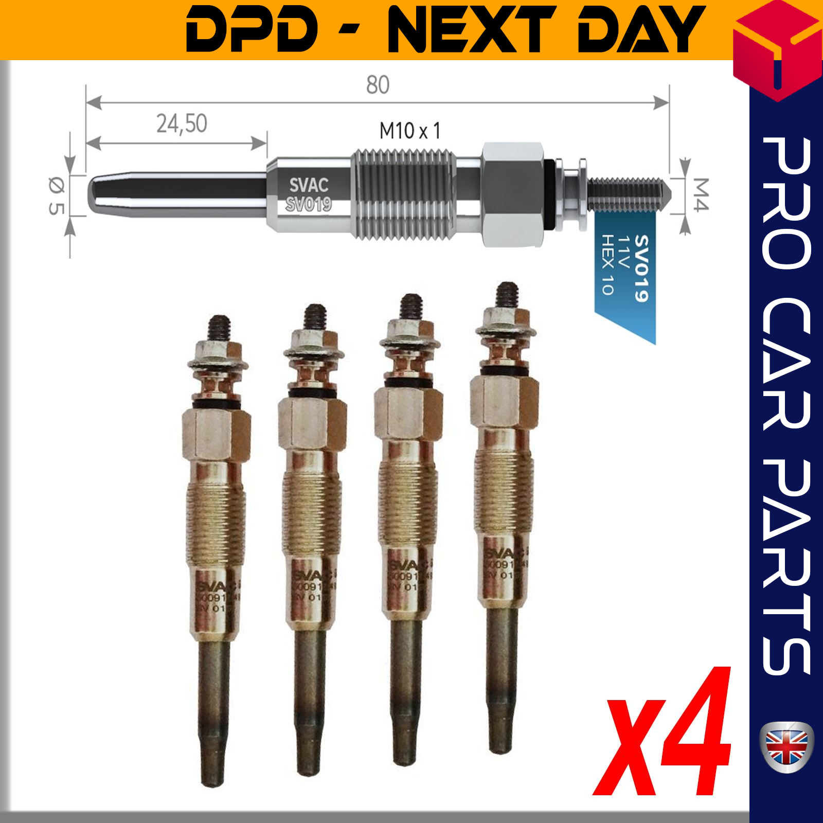 4 X CITROEN JUMPER 2.8 HDI / FIAT DUCATO 2.8 D / 2.8 JTD / IVECO DAILY 2.8 D / PEUGEOT BOXER 2.8 HDI / RENAULT MASTER 2.5 D-2.8DTI Glow Plug