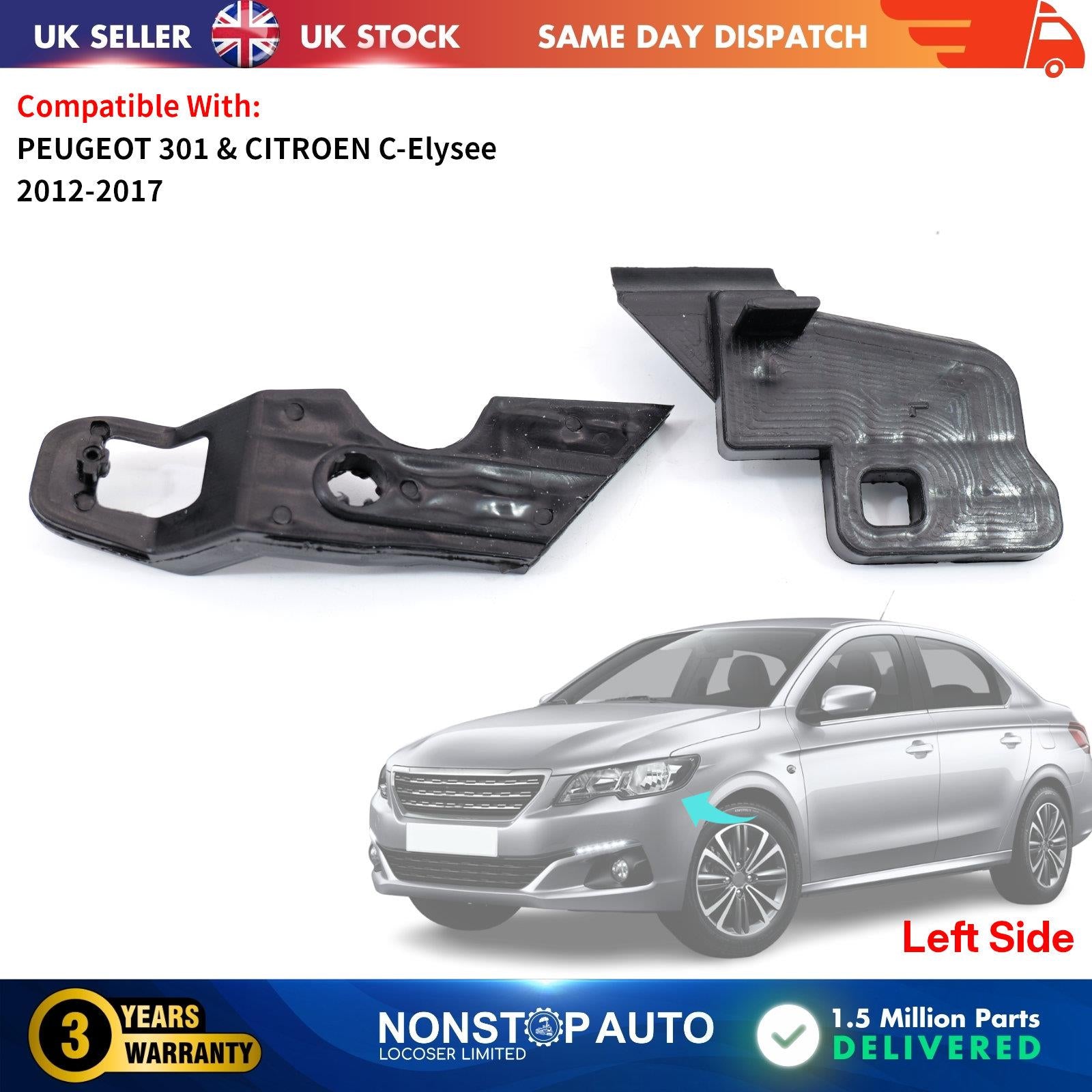 Headlight Repair Kit Bracket Mount Clips Left Side For Peugeot 301 Citroen C-Elysee 9805552680