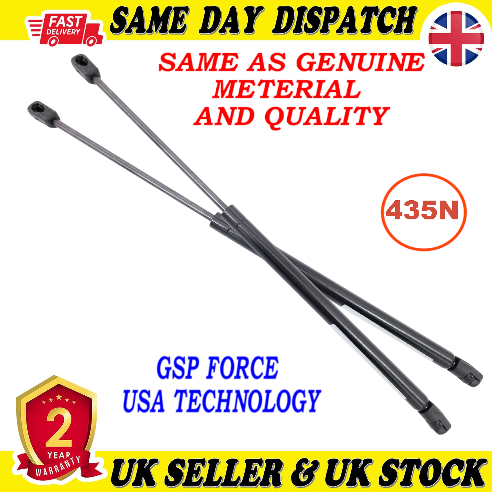 2X TAILGATE BOOT GAS STRUTS 435 Newton FOR VAUXHALL ASTRA J 13284105