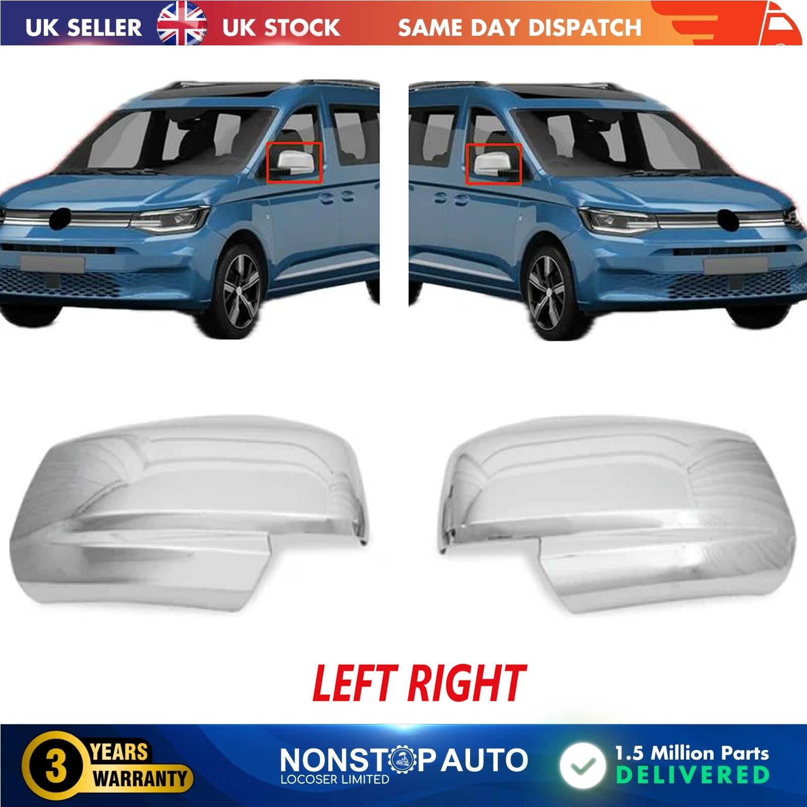 2 PCS MIRROR COVER CAP SET  FOR VW Caddy  2020-on