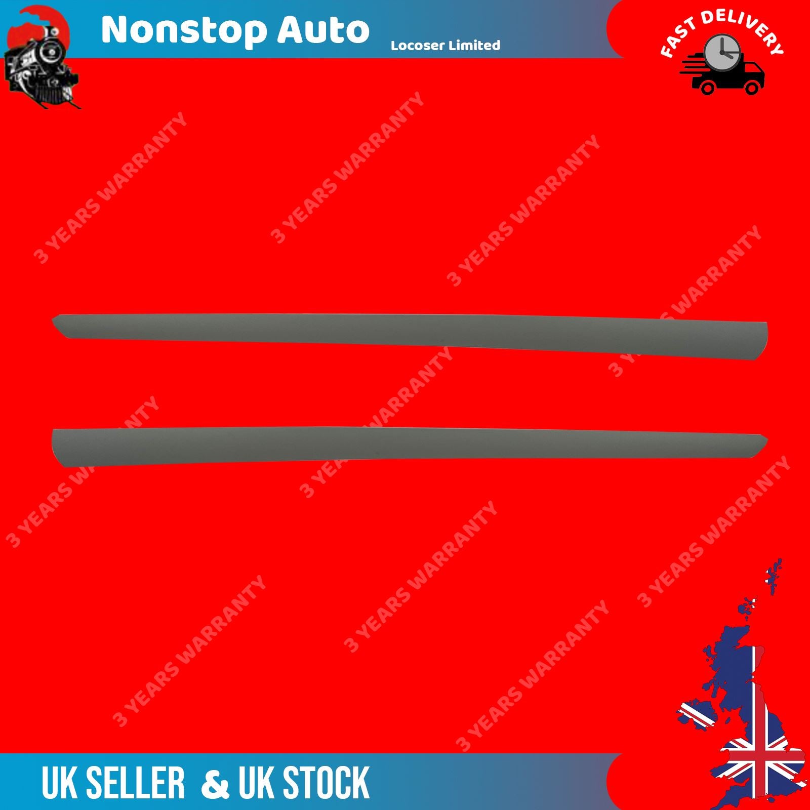 2X FRONT DOOR moulding PANEL TRIM STRAP PAINTABLE FITS PEUGEOT 307 8545W4