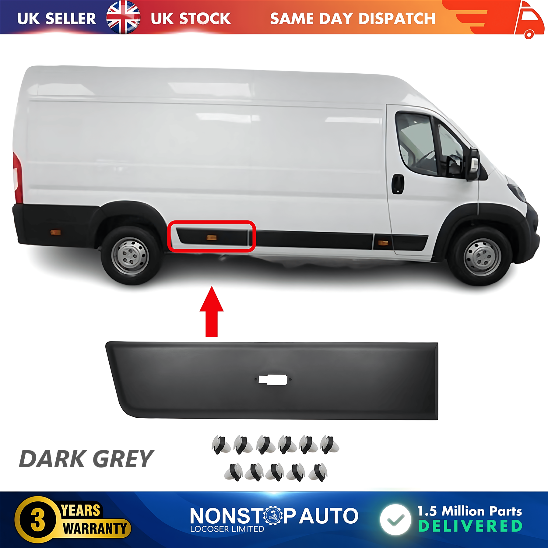 Moulding Trim Panel Rear Right For CITROEN Relay PEUGEOT Boxer FIAT Ducato 2006 on 8547Z0