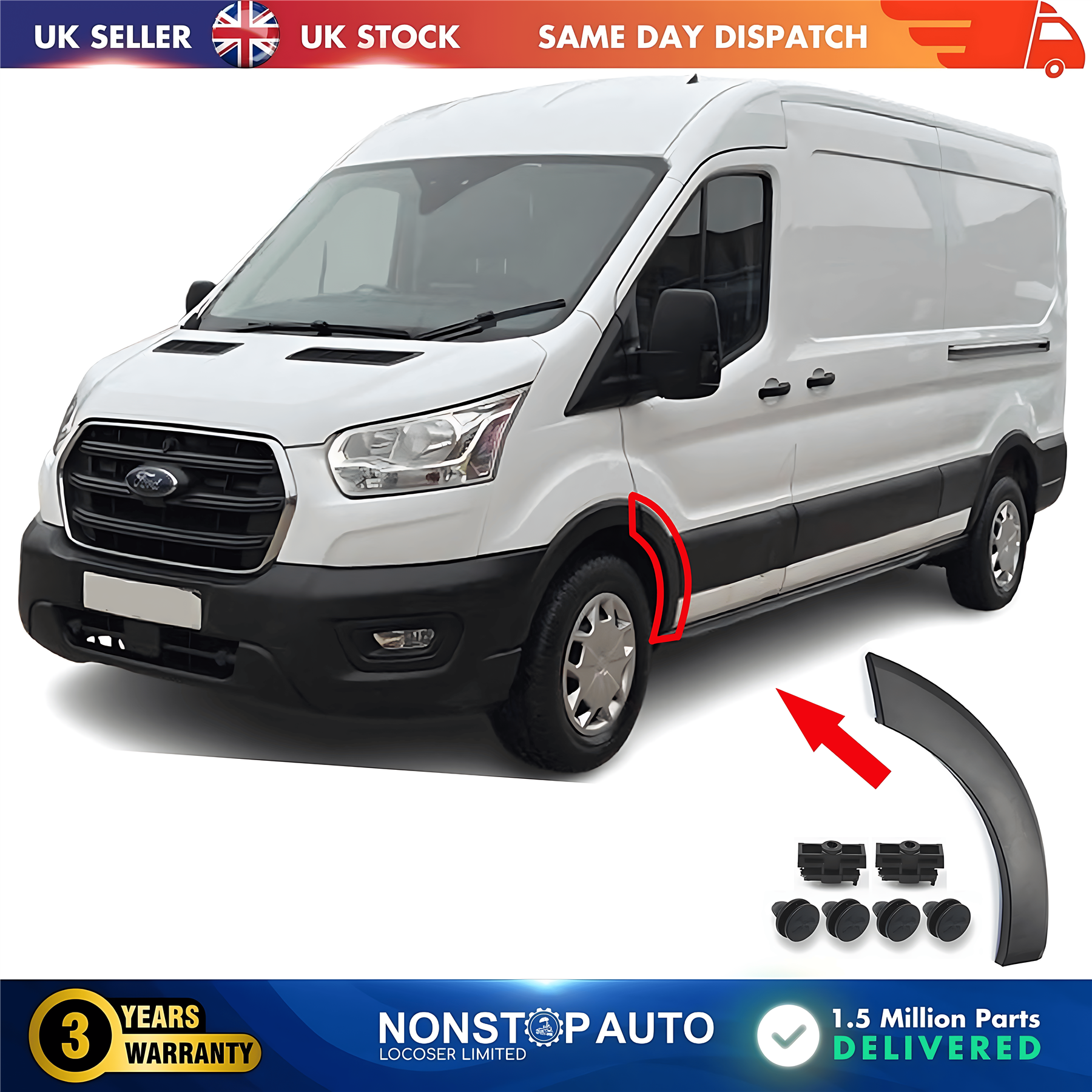 Wheel Arch Trim Moulding Front Left For FORD Transit MK8 08.2013 on 1844905