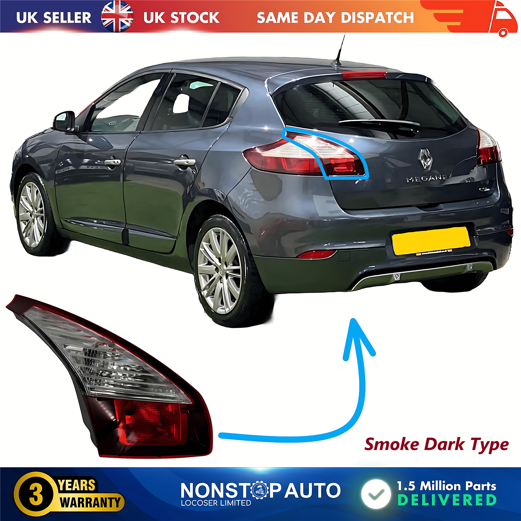 Rear Inner Light Lamp Left For RENAULT Megane III 2013-2016 265557070R