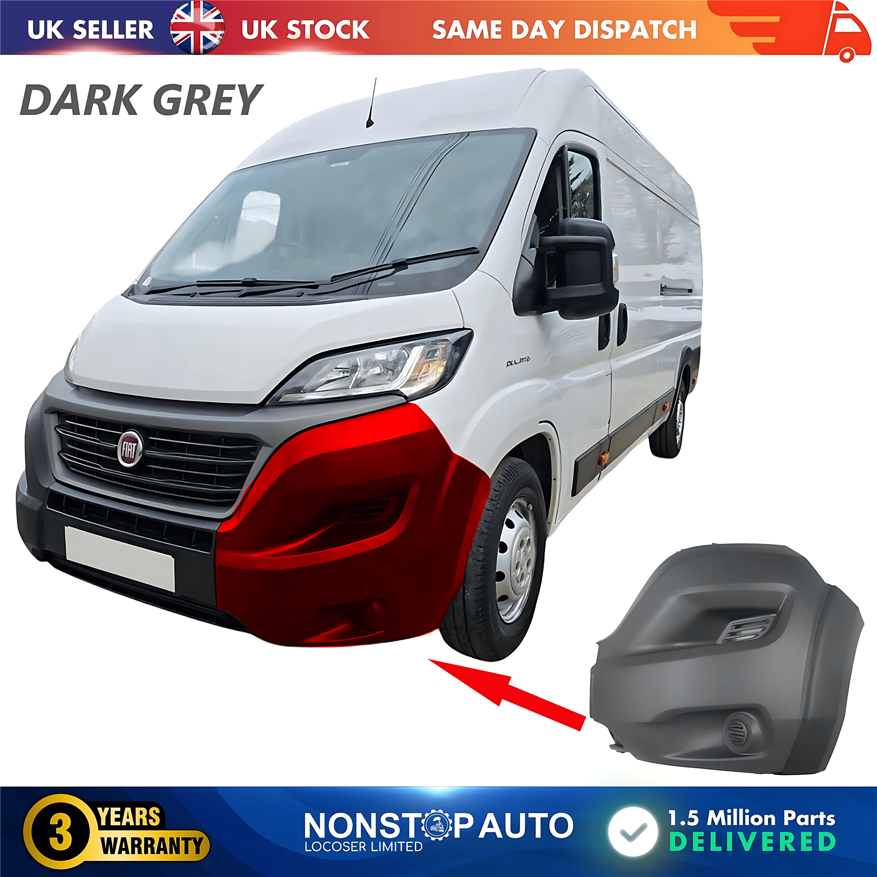 Front Bumper Corner Cap Left No Fog Hole For FIAT Ducato 2014 on 1612473480