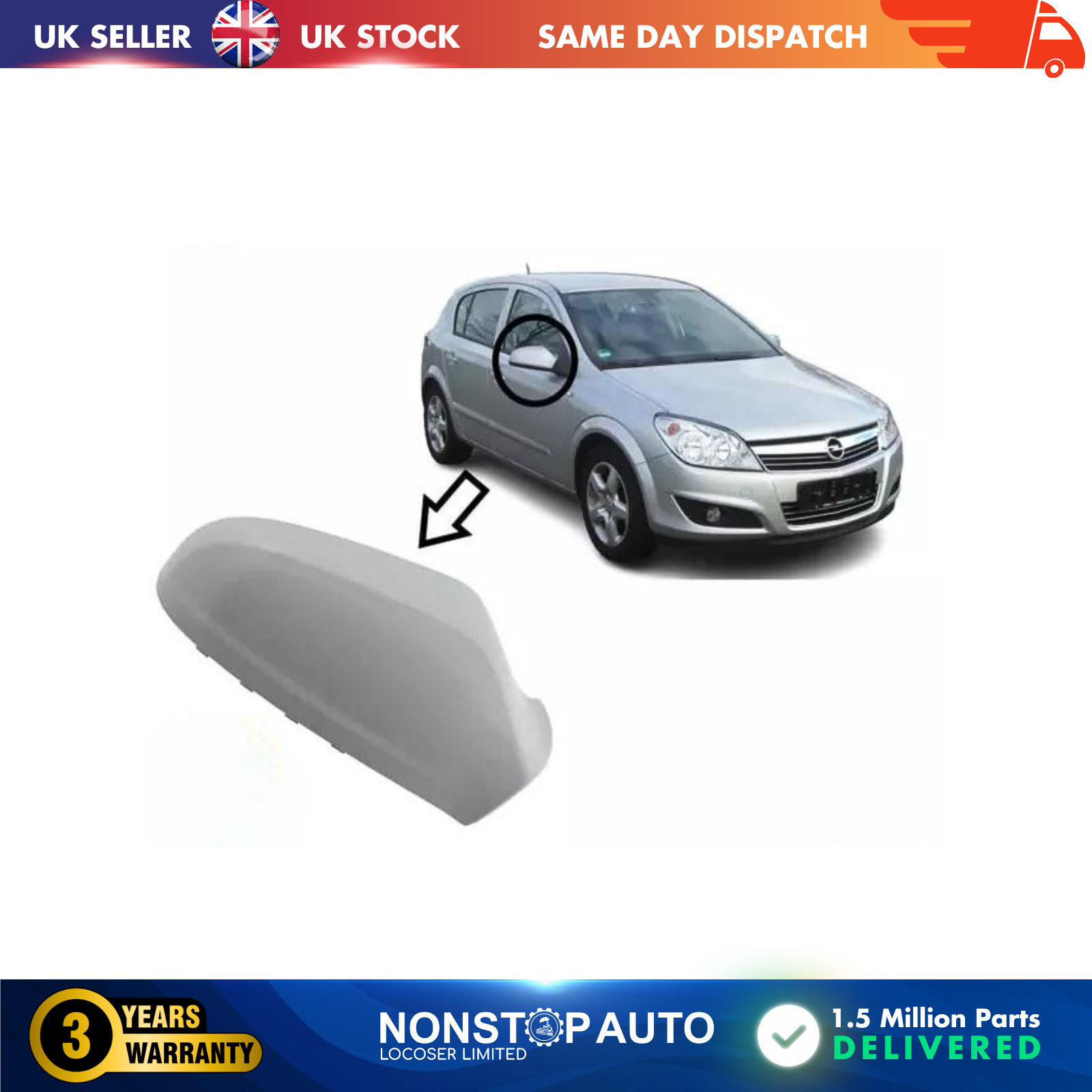 wing mirror cover Right and Left Grey for VAUXHALL OPEL Astra H MK5 2004-2014