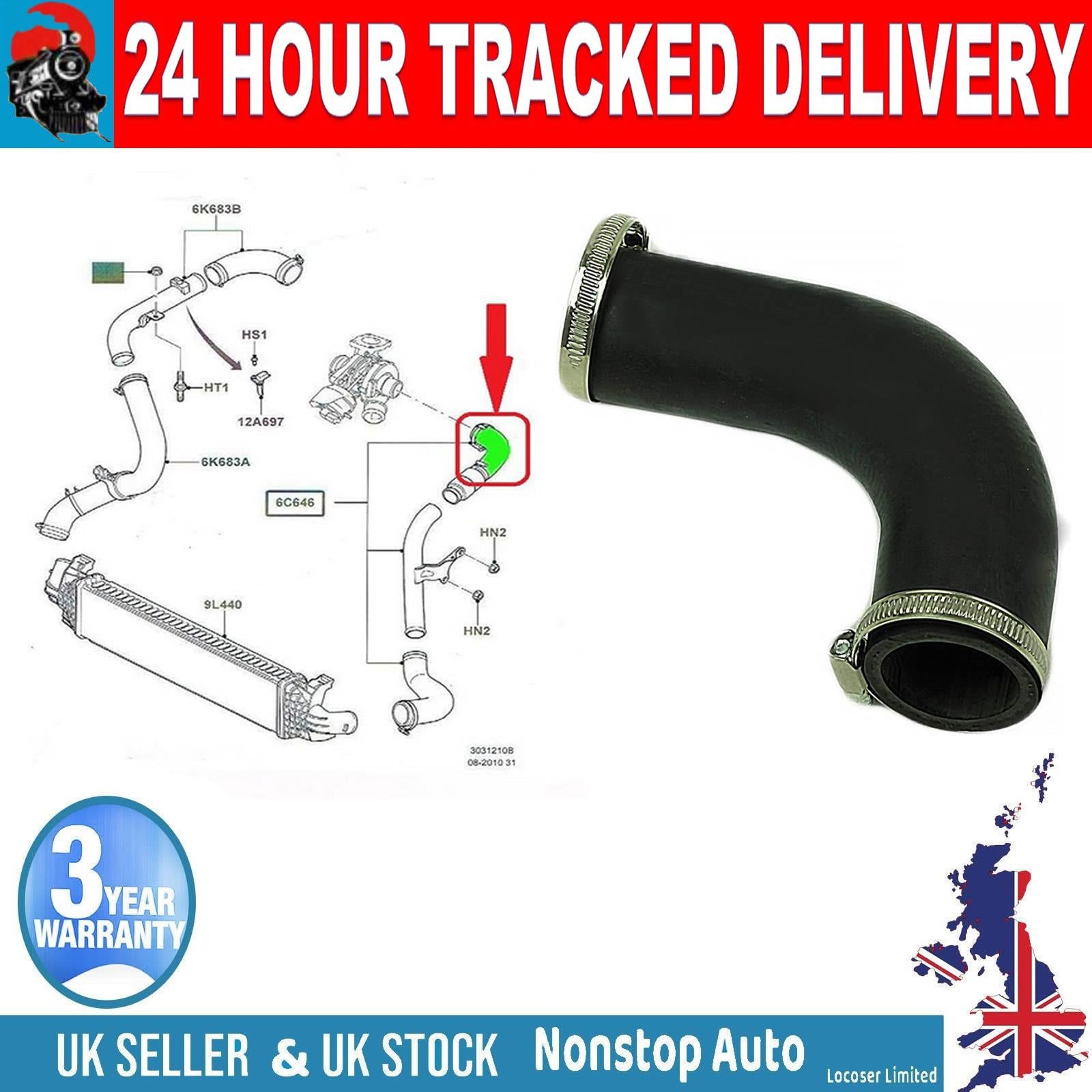TURBO INTERCOOLER HOSE PIPE FOR FORD C-Max Focus C-Max Focus Mk2 Galaxy II Mondeo Mk3 Mondeo Mk4 S Max   4M516C646DF