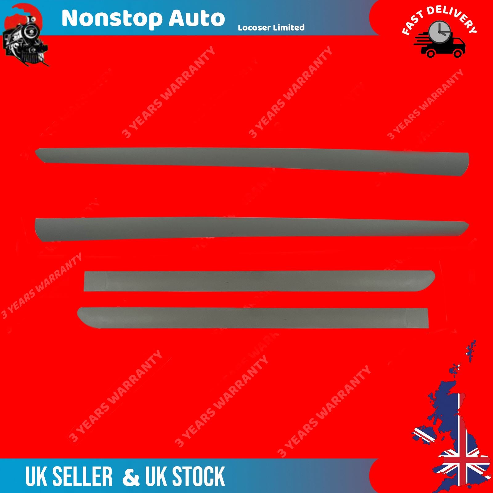 4 X FRONT & REAR DOOR MOULDING PANEL TRIM STRAP PAINTABLE FITS PEUGEOT 307 8545W5,8545W4