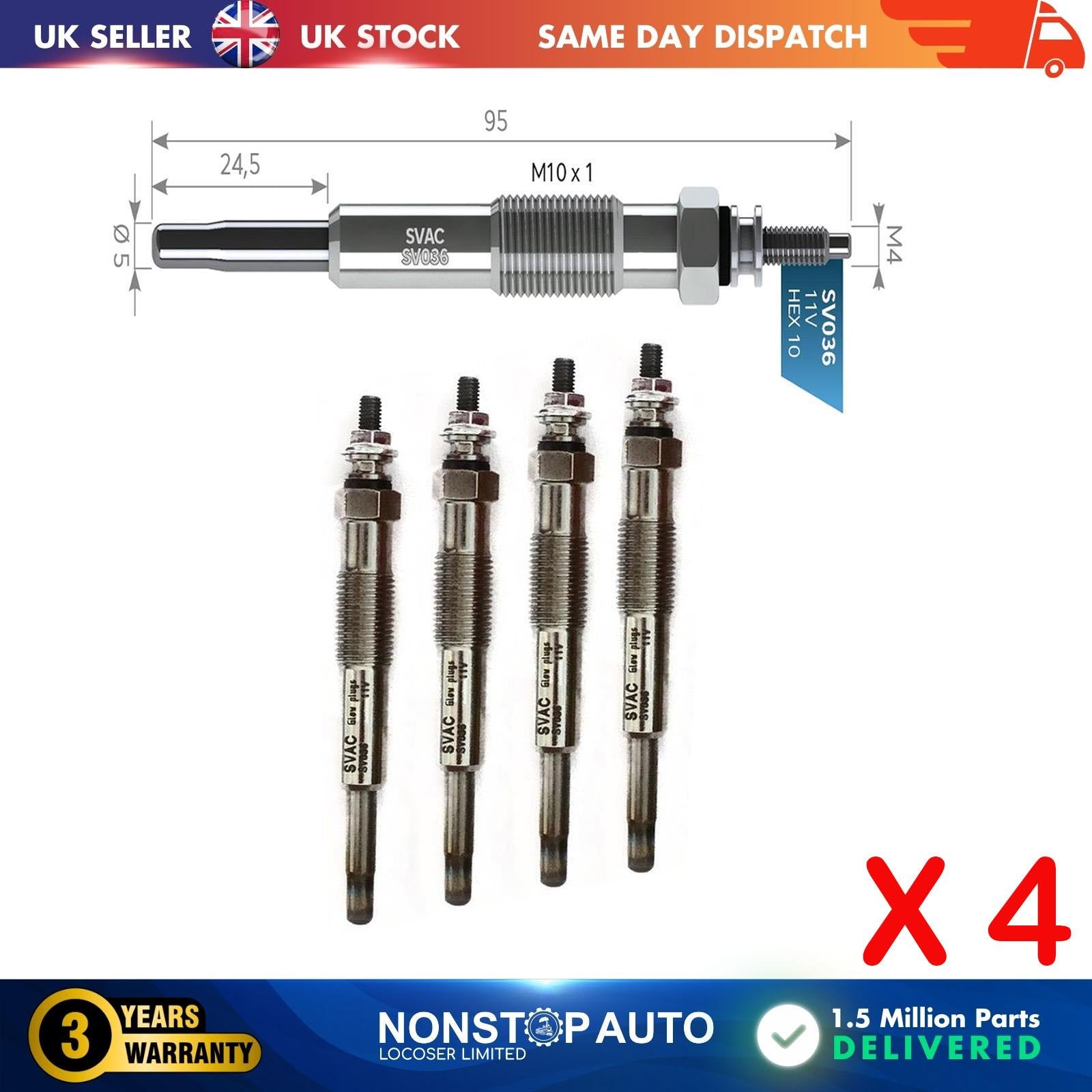 4X Glow Plugs For DACIA Solenza 1.9 D 8200423224