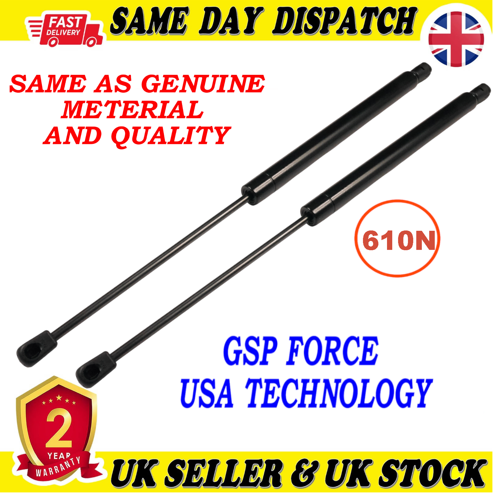 2X TAILGATE BOOT GAS STRUTS 610 Newton FOR VAUXHALL ZAFIRA / ZAFIRA FAMILY B 13128759