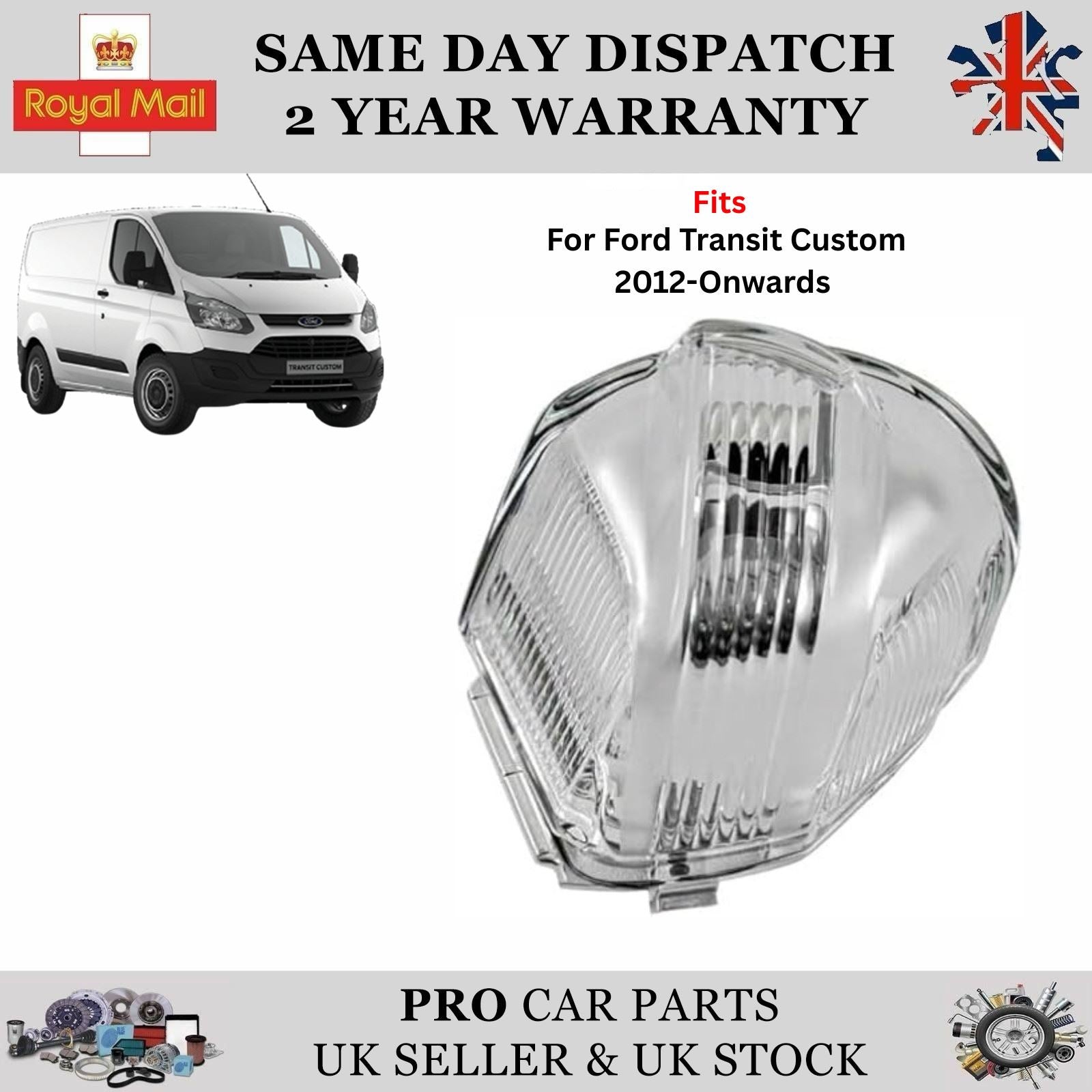 Wing Mirror Indicator Lamp Lens Clear Right For Ford Transit Custom 2012-2023