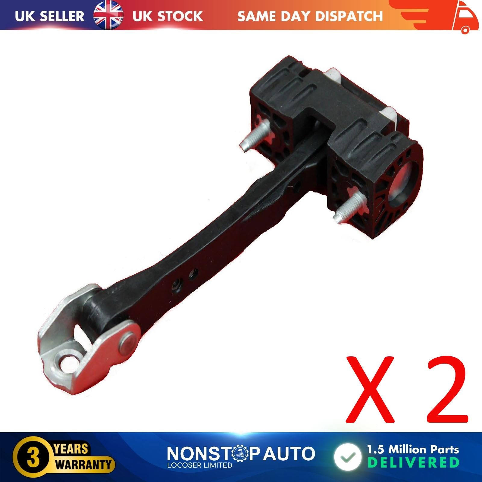2 X Front Door Hinge Stop Check Strap Limitery Right and Left Side Fits PEUGEOT 508 I  508 SW I  9686658480