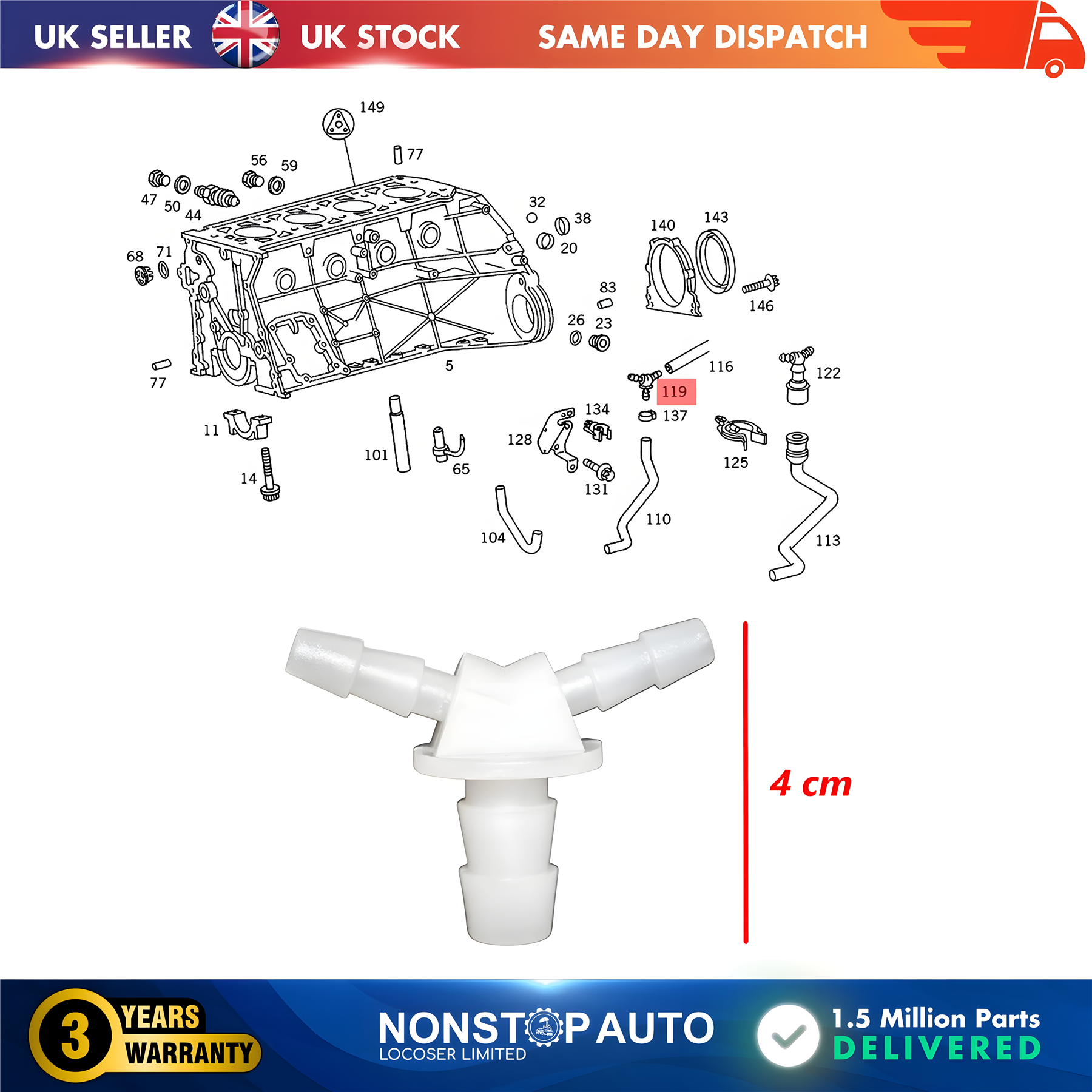 Crankcase Oil Pressure Reducing Valve Connector For MERCEDES W163 W202 W203