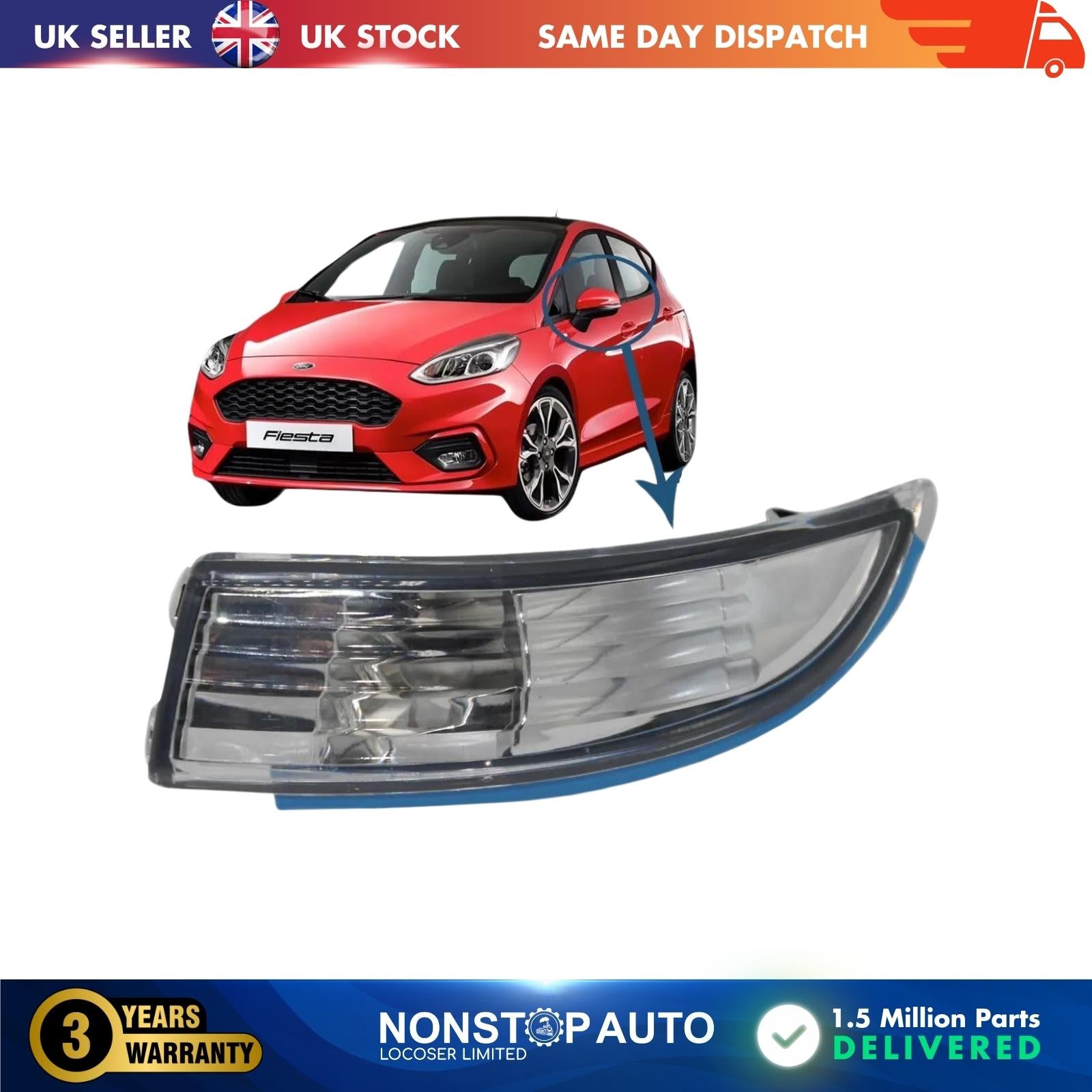 Wing Mirror Indicator Light Lens Left Side Fits FORD Fiesta Mk6 B-MAX
