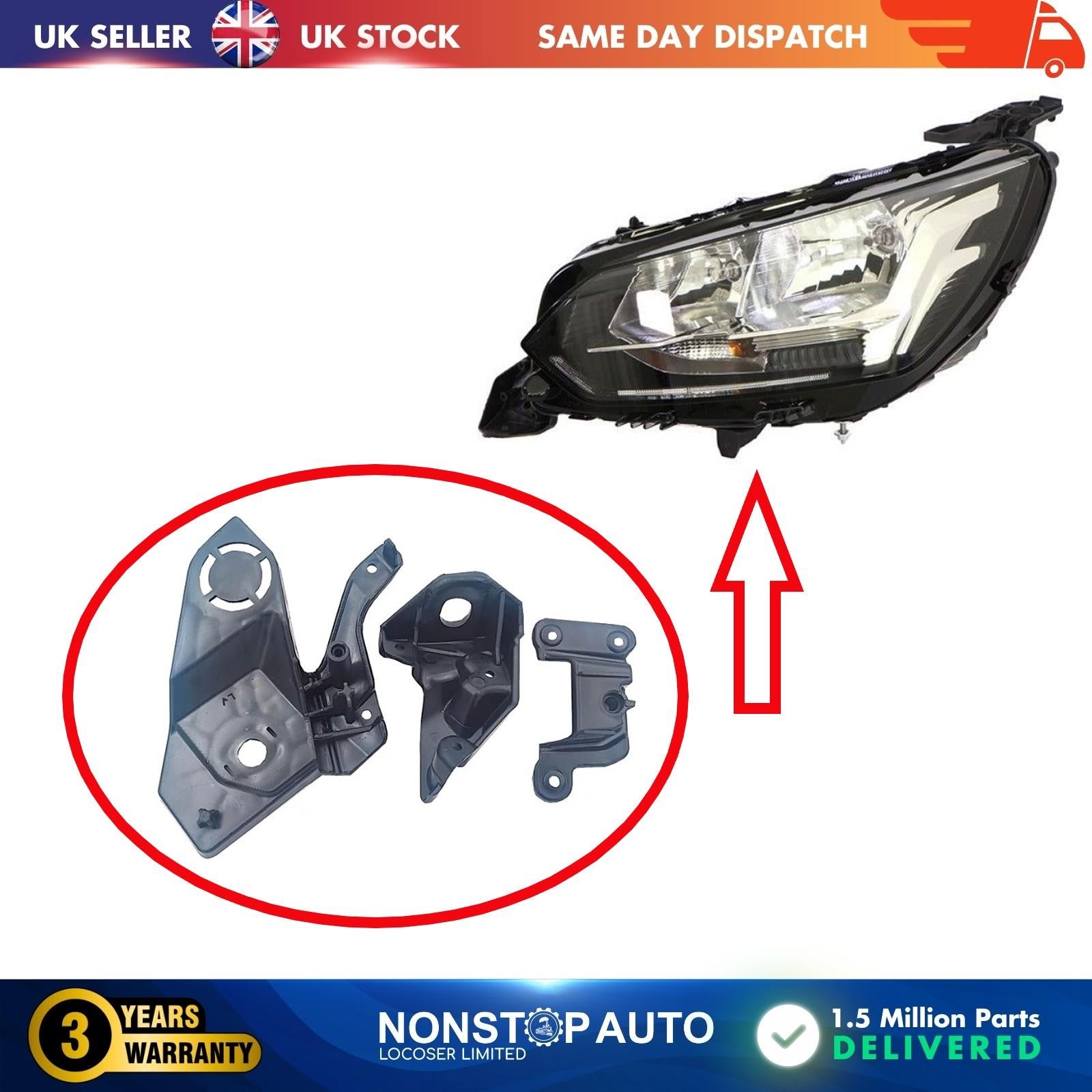 Headlight Repair Kit Bracket Mount Clips Left For PEUGEOT 208 II 2008 II 1656169580