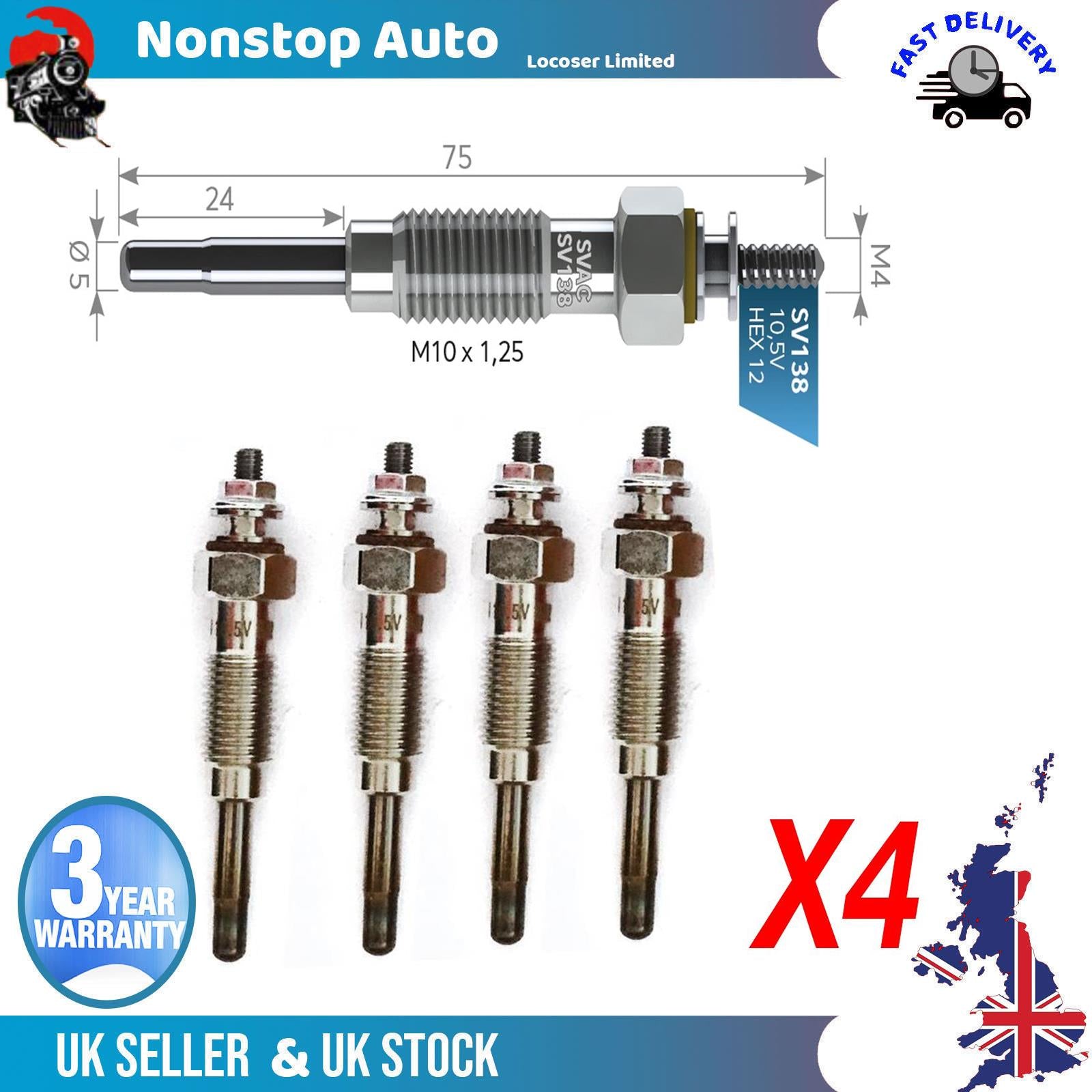 4X Glow Plugs For MITSUBISHI Jeep KE31 Jupiter KE36 NGK PERKINS CASALINI HANIX